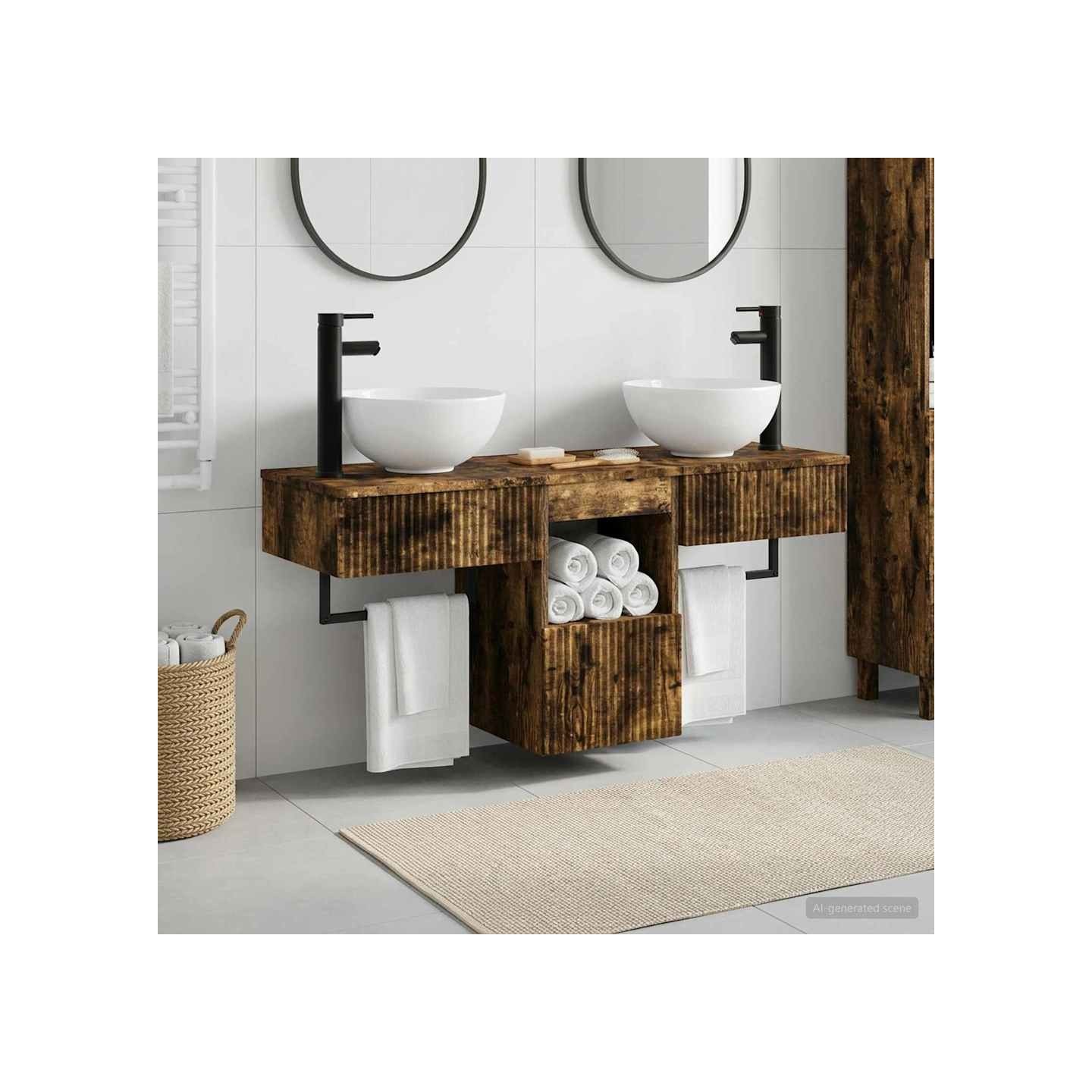 Ensemble de mobilier de salle de bain 3 pc Chêne fumé