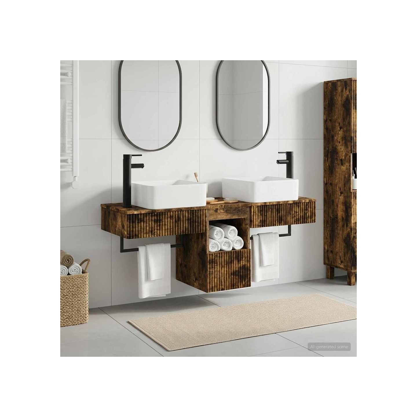 Ensemble de mobilier de salle de bain 3 pc Chêne fumé