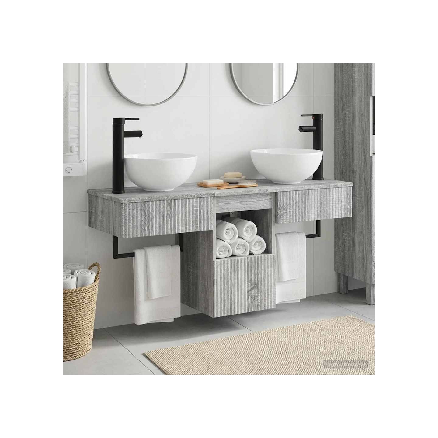 Ensemble de mobilier de salle de bain 3 pc Sonoma gris