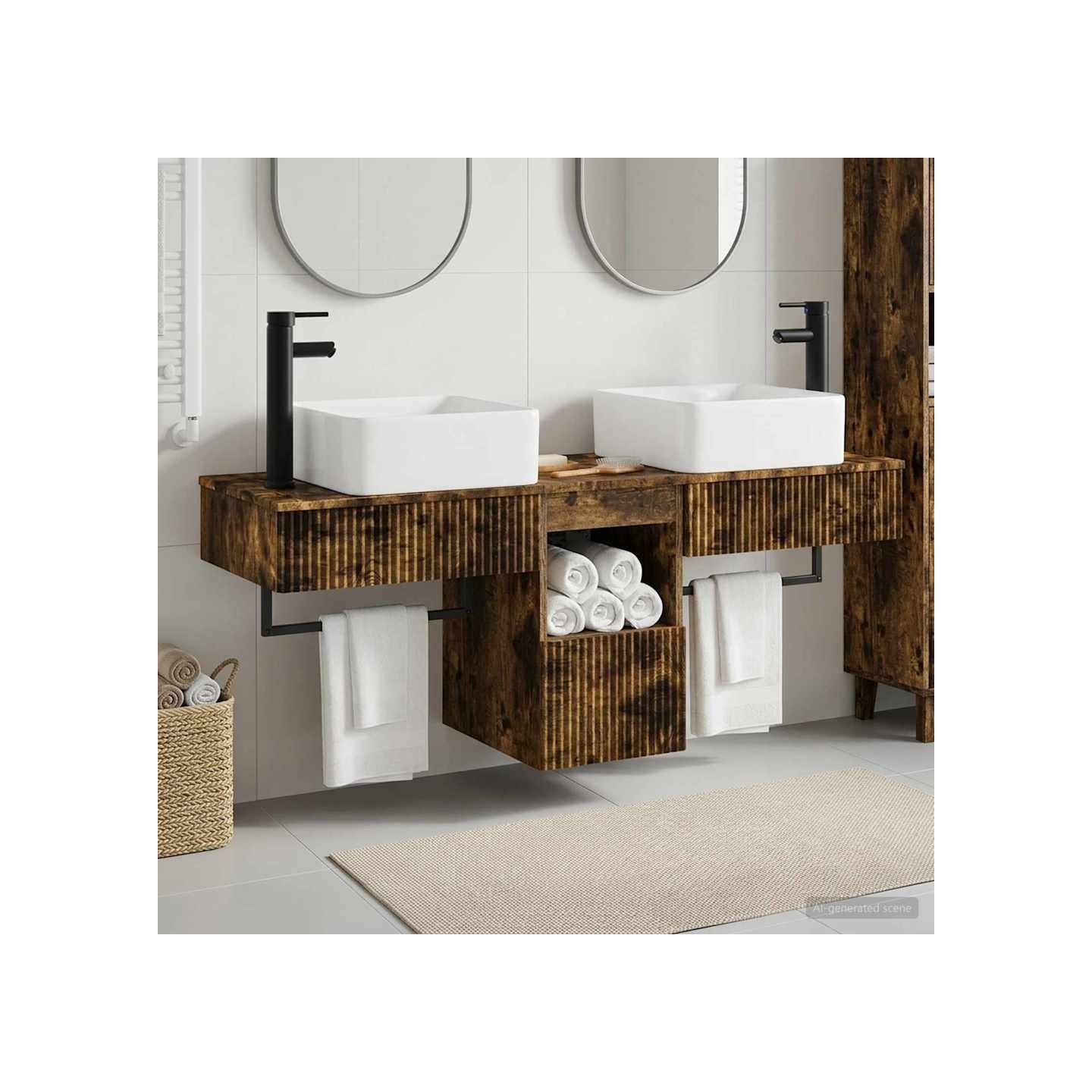 Ensemble d'armoire de salle de bain 3 pc Chêne fumé