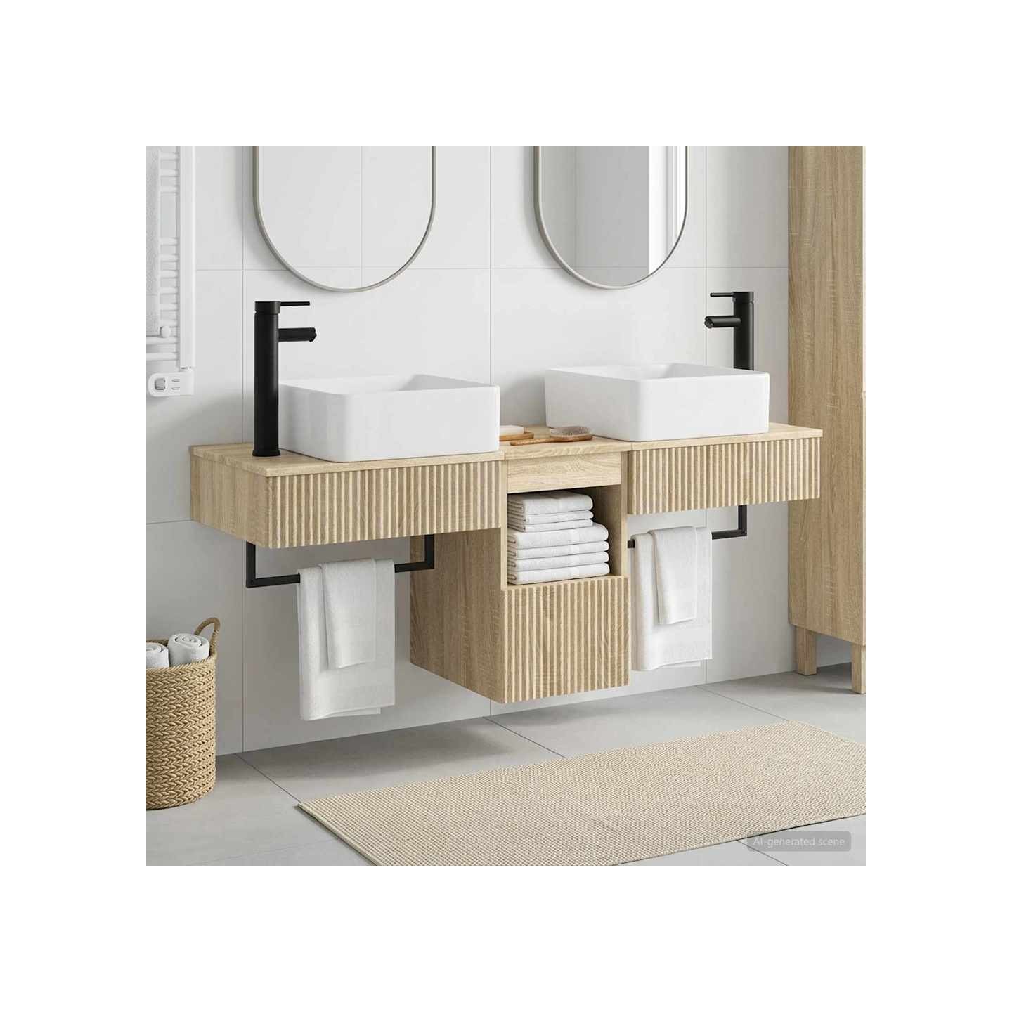 Ensemble d'armoire de salle de bain 3 pc Chêne Sonoma