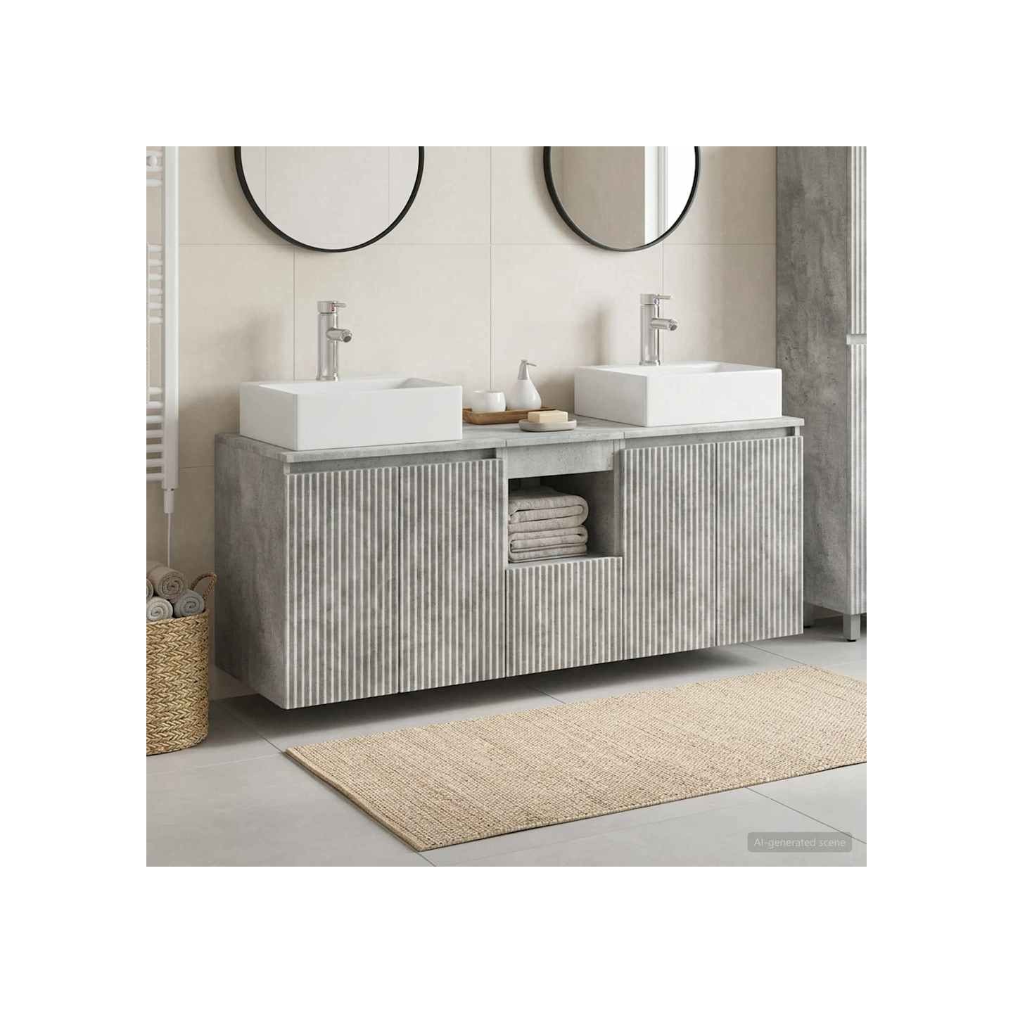Ensemble d'armoire de salle de bain 3 pc Gris béton