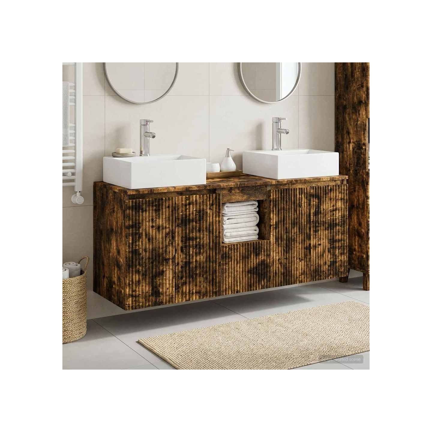 Ensemble d'armoire de salle de bain 3 pc Chêne fumé