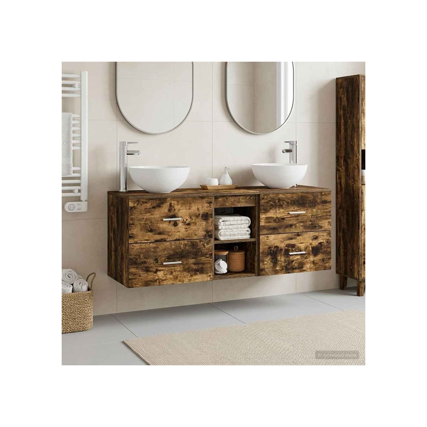 Ensemble d'armoire de salle de bain 3 pc Chêne fumé