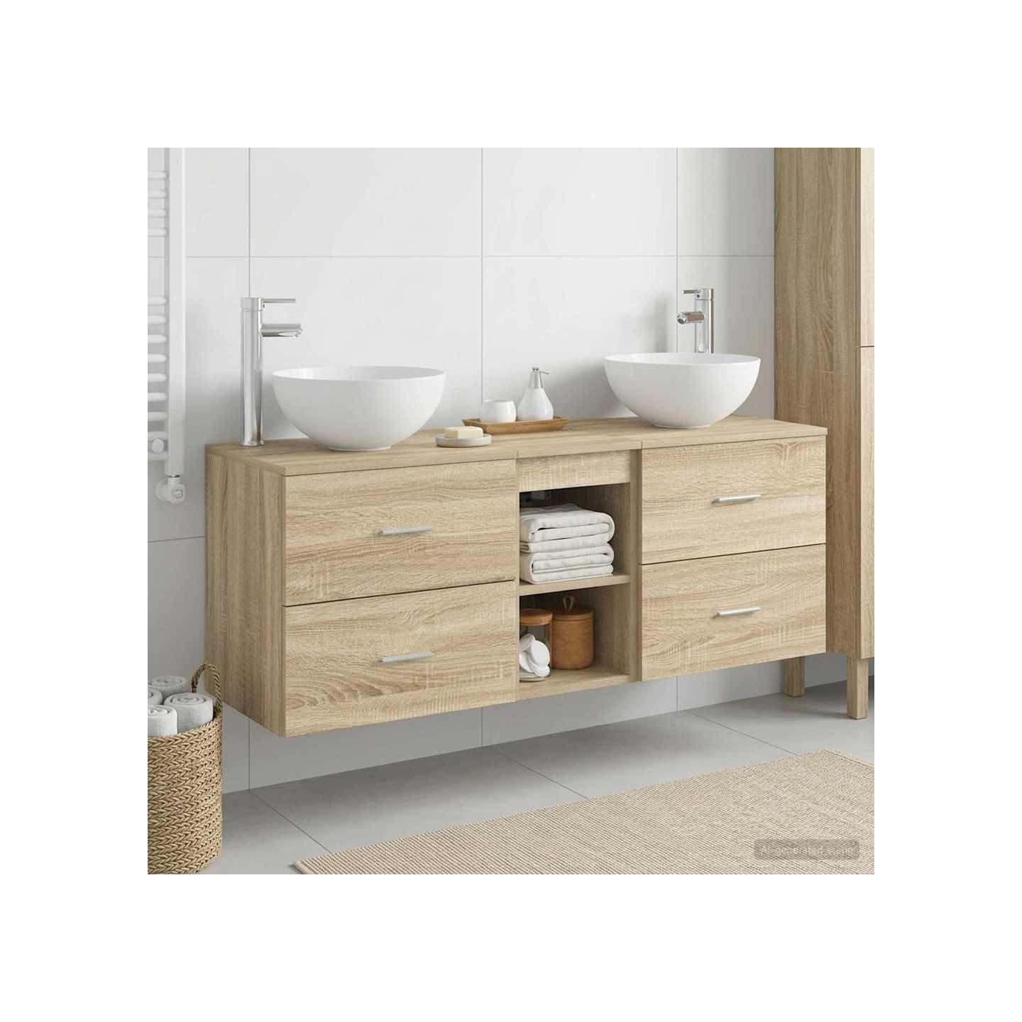 Ensemble d'armoire de salle de bain 3 pc Chêne Sonoma