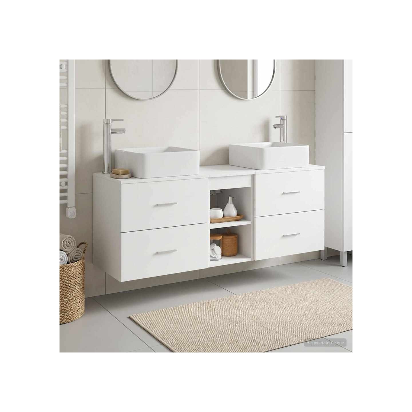 Ensemble d'armoire de salle de bain 3 pc Blanc 129 x 41 x 80 cm