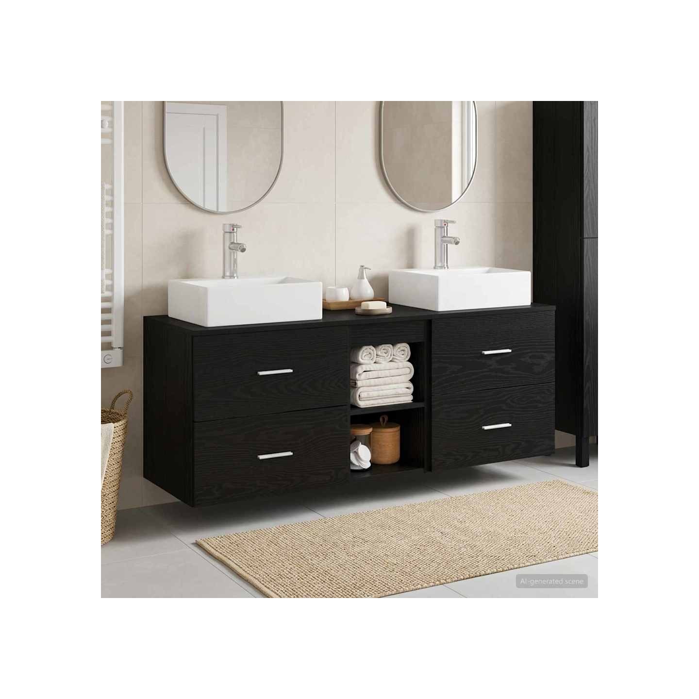 Ensemble d'armoire de salle de bain 3 pc Noir