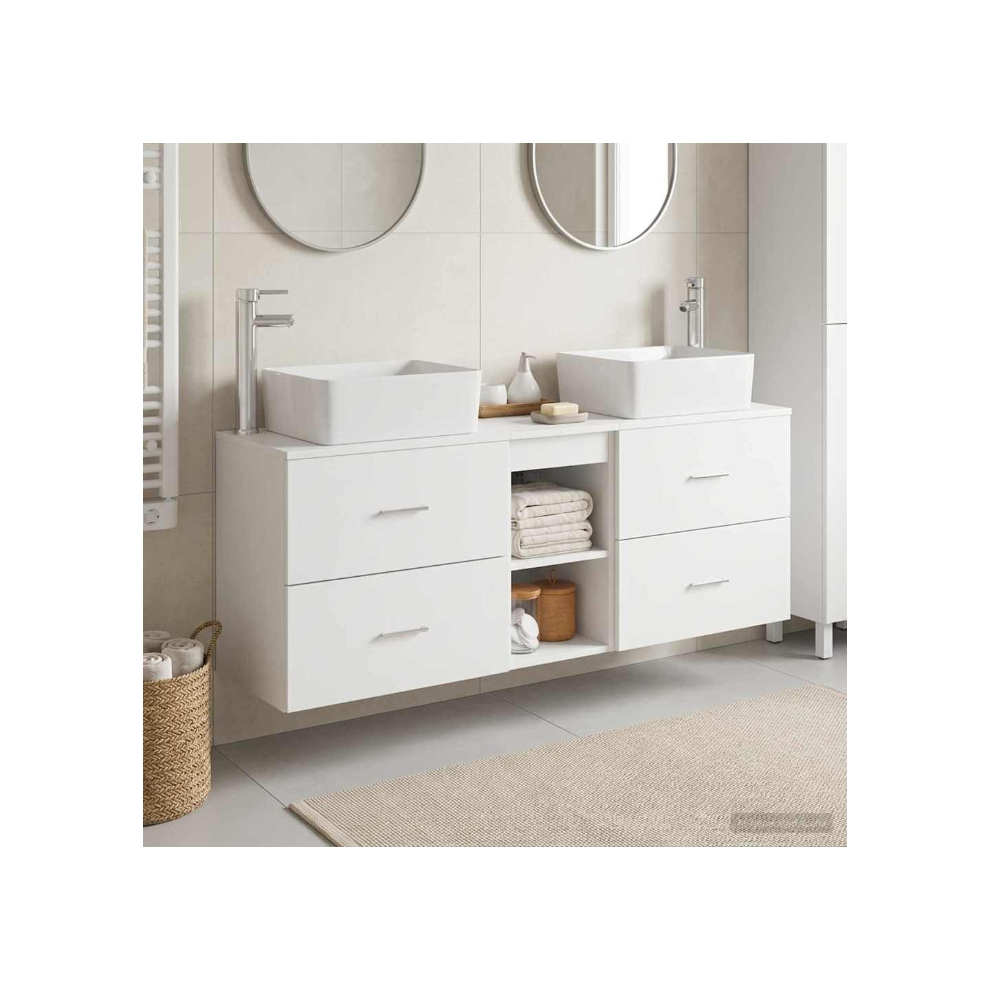 Ensemble d'armoire de salle de bain 3 pc Blanc 136 x 35 x 80 cm