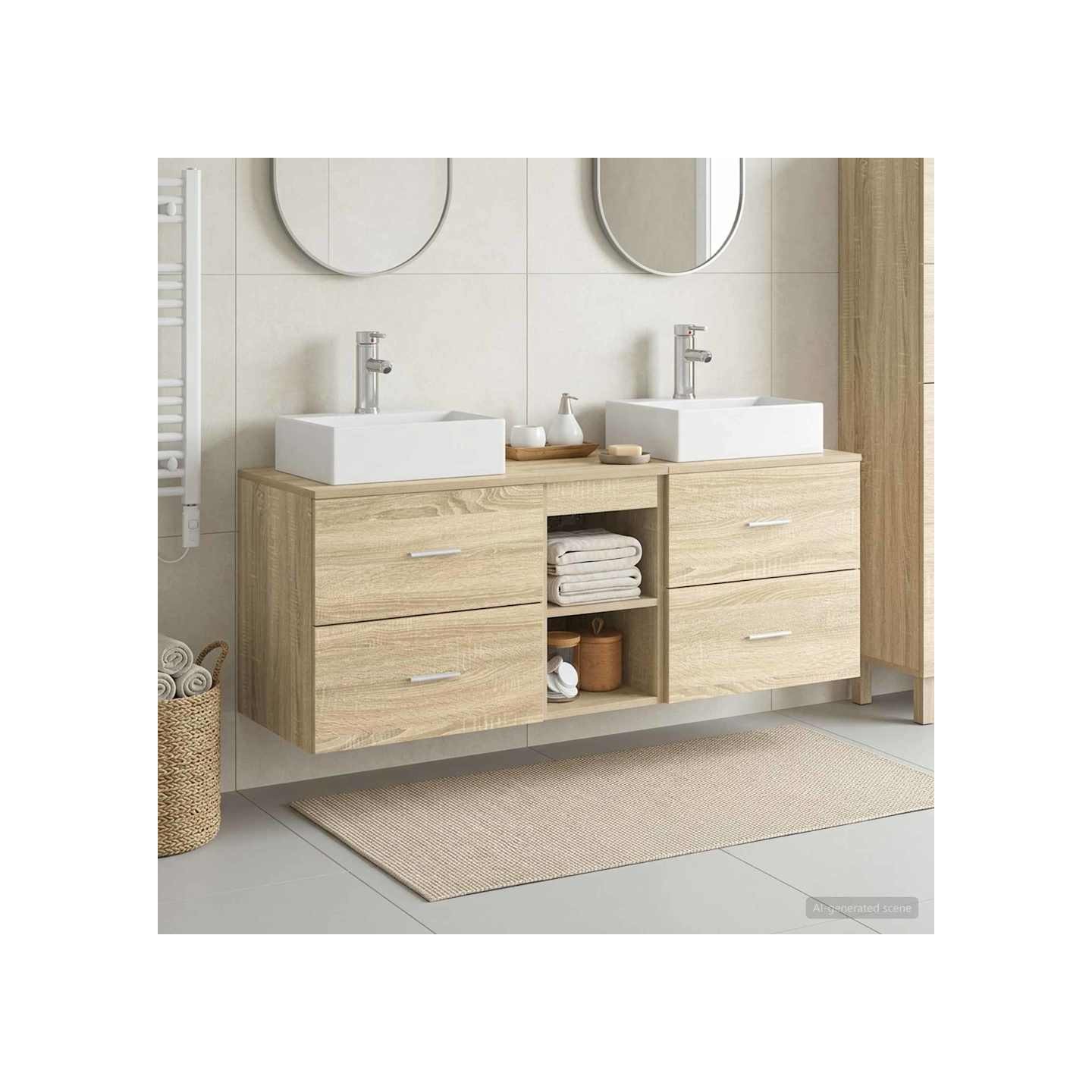 Ensemble d'armoire de salle de bain 3 pc Chêne Sonoma