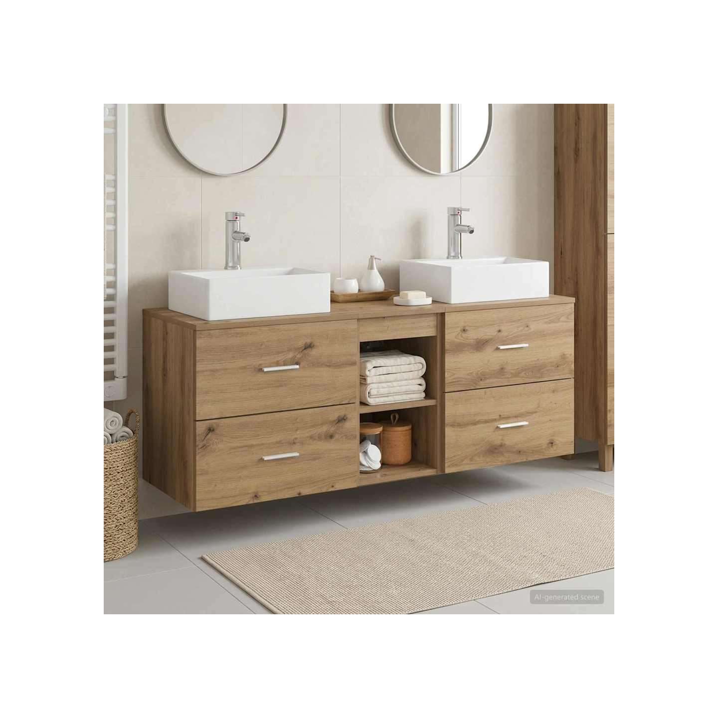 Ensemble d'armoire de salle de bain 3 pc Chêne artisanal