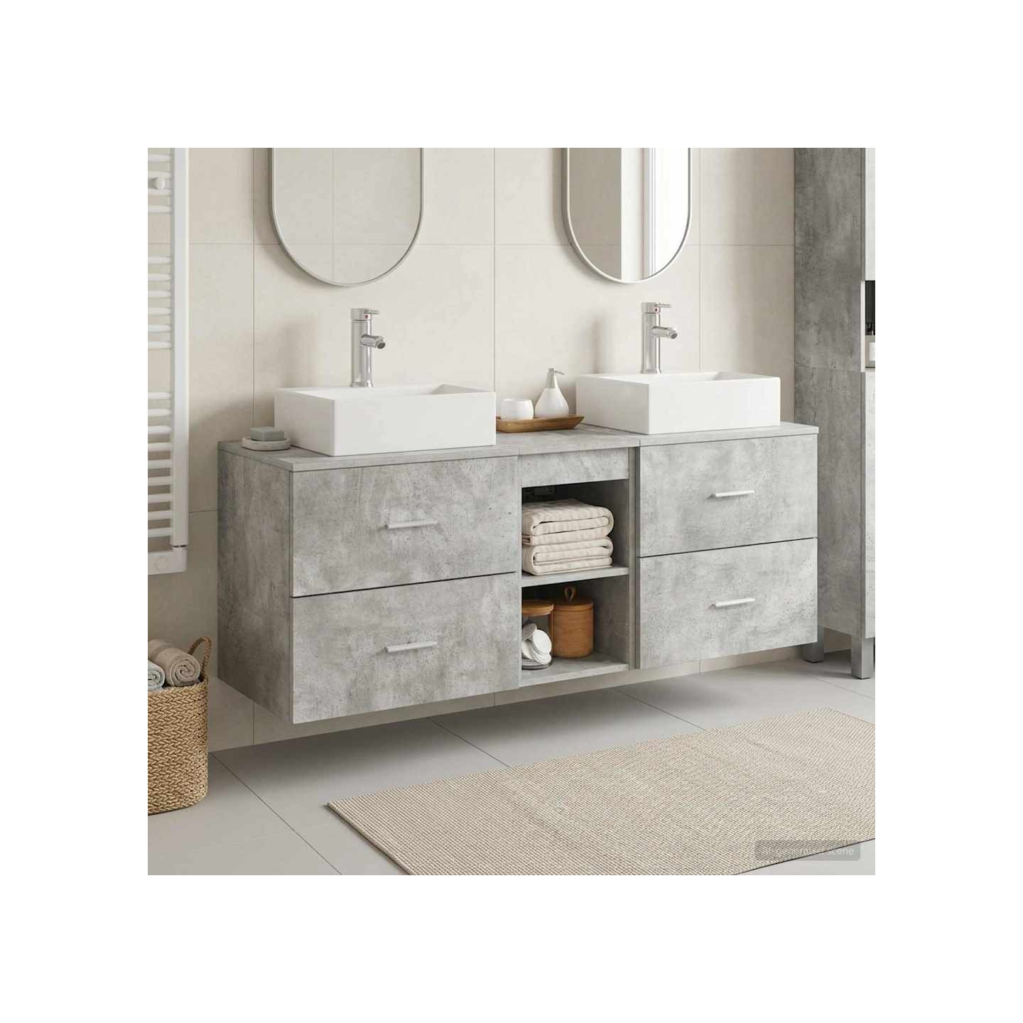 Ensemble d'armoire de salle de bain 3 pc Gris béton