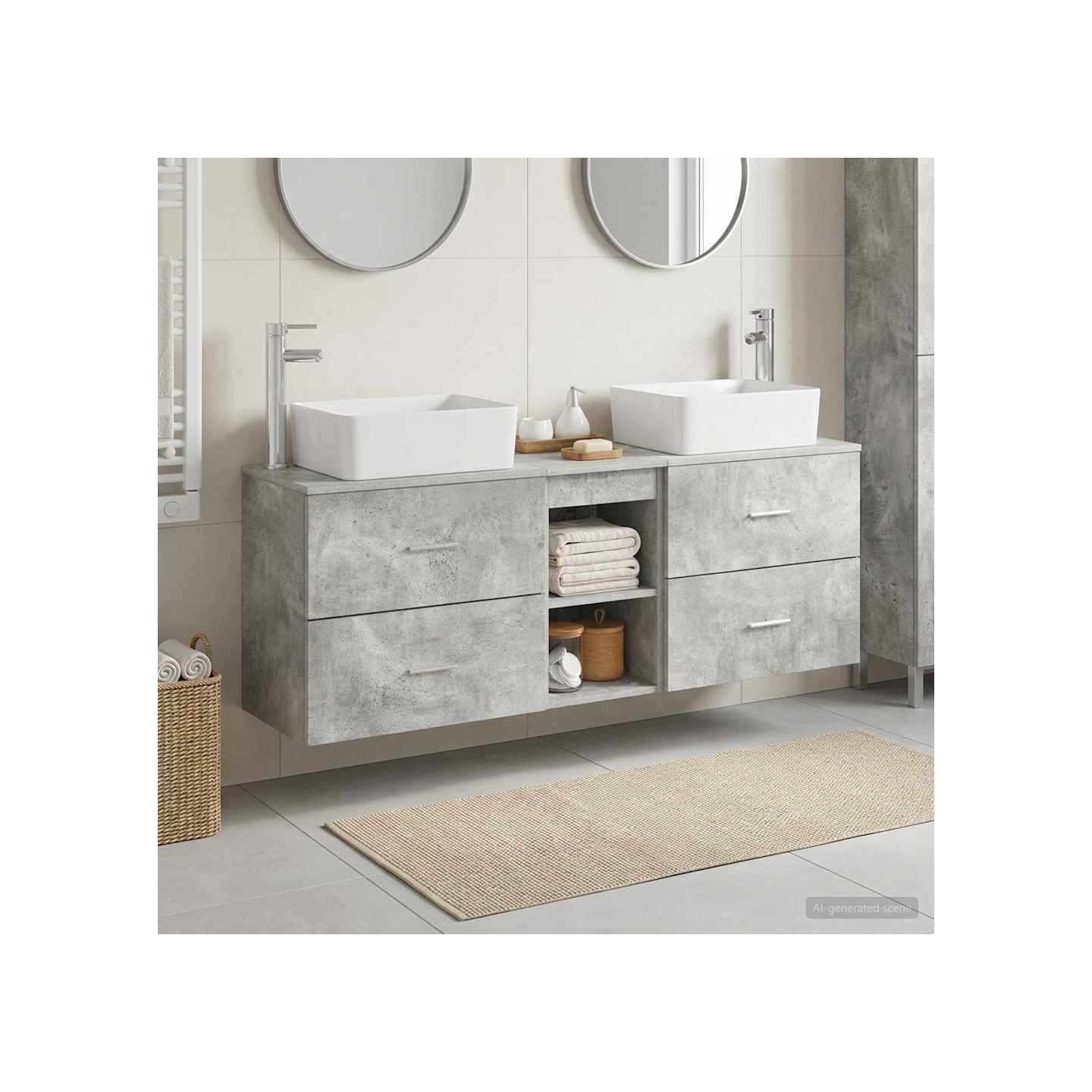 Ensemble d'armoire de salle de bain 3 pc Gris béton