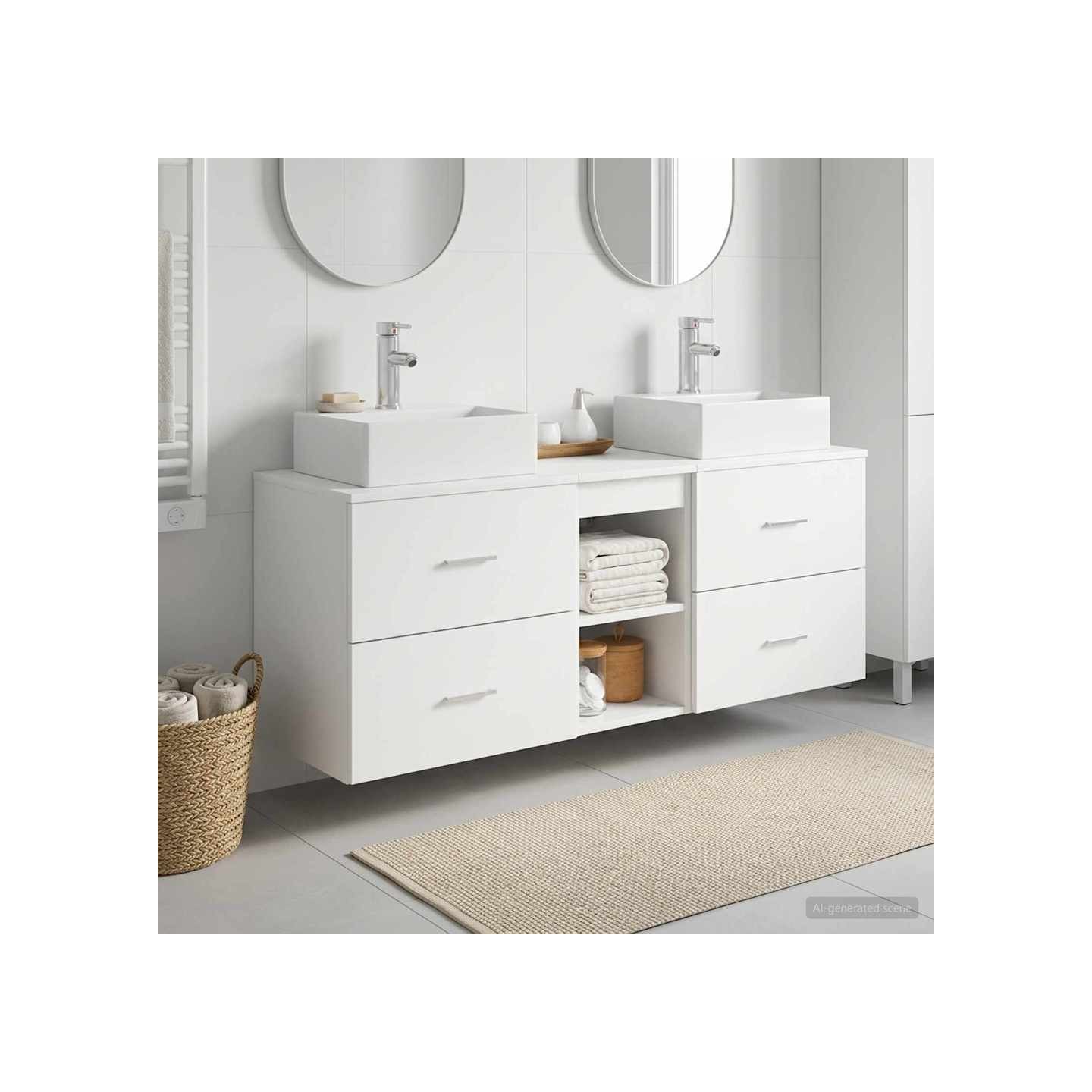 Ensemble d'armoire de salle de bain 3 pc Blanc
