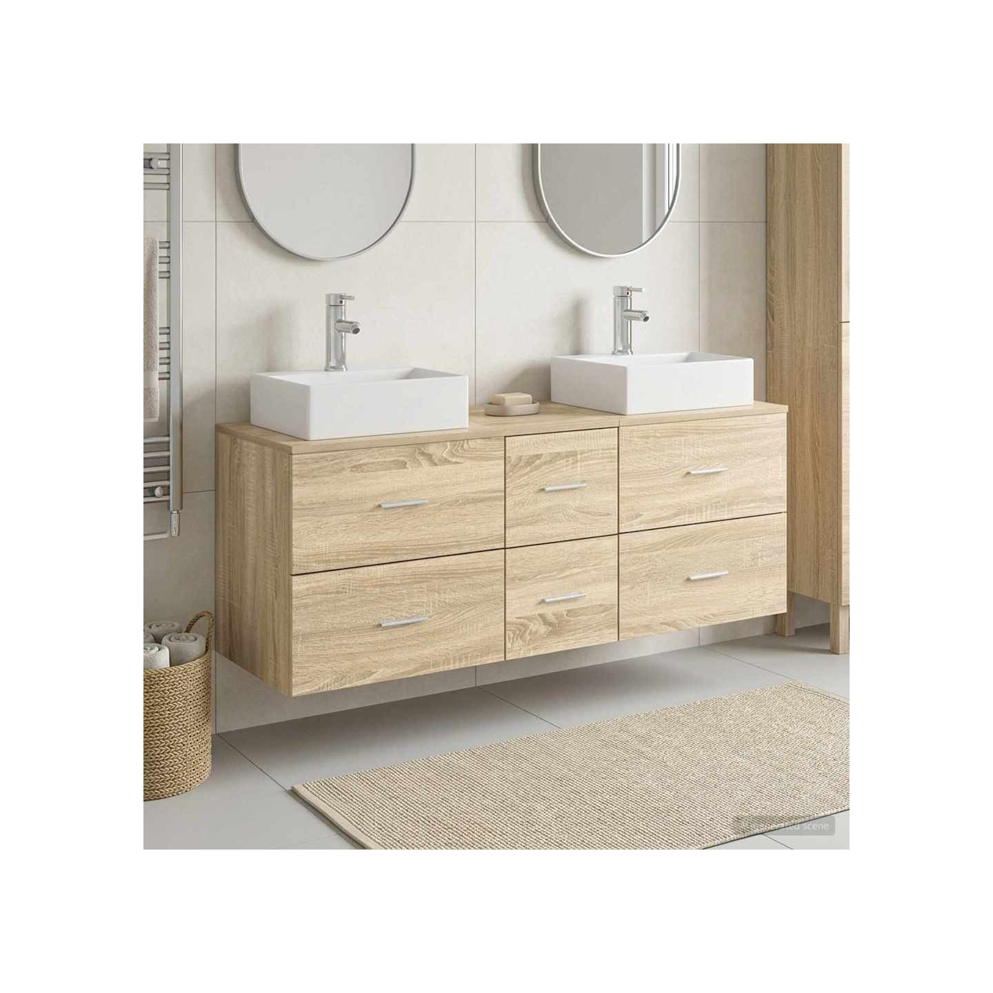 Ensemble d'armoire de salle de bain 3 pc Chêne Sonoma