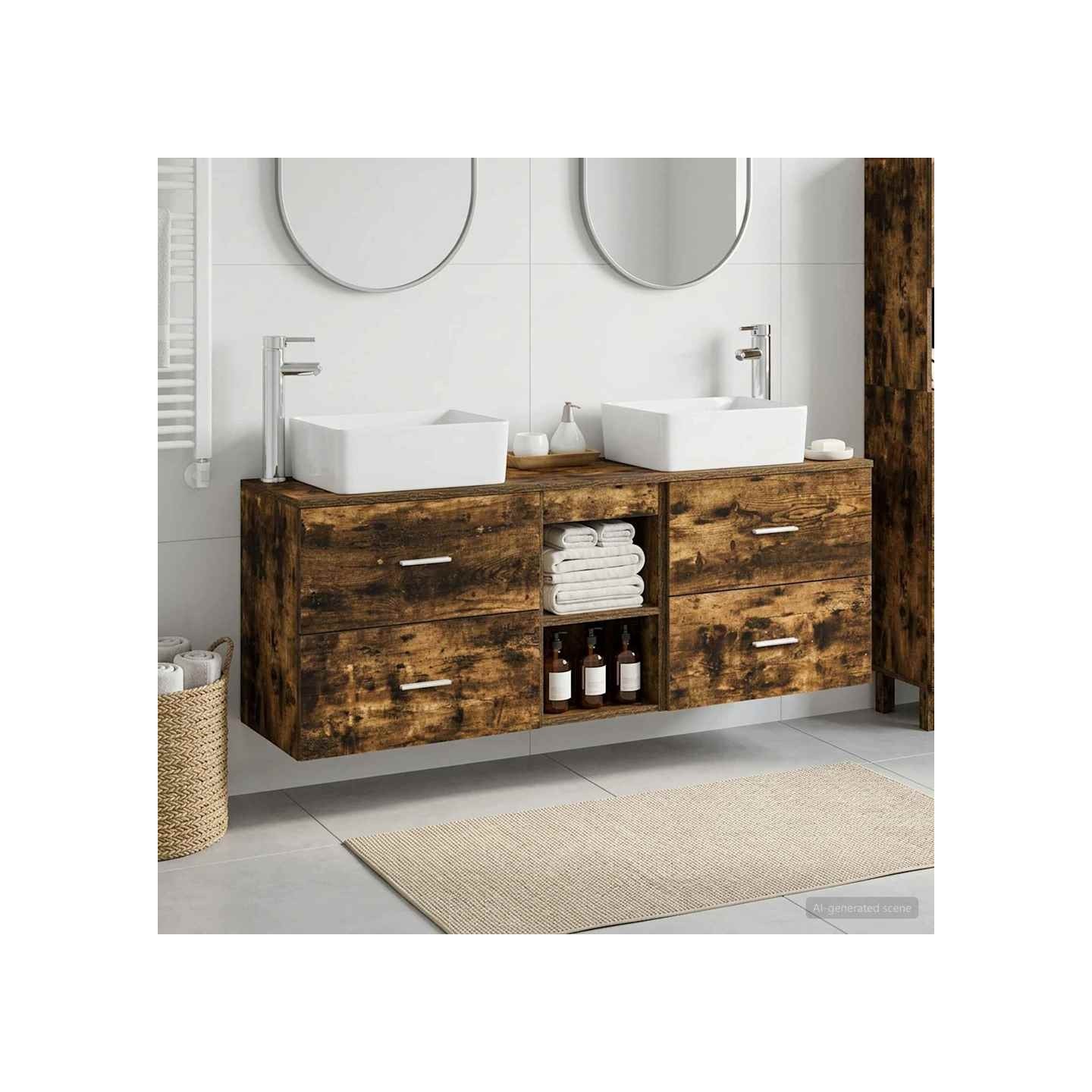 Ensemble d'armoire de salle de bain 3 pc Chêne fumé