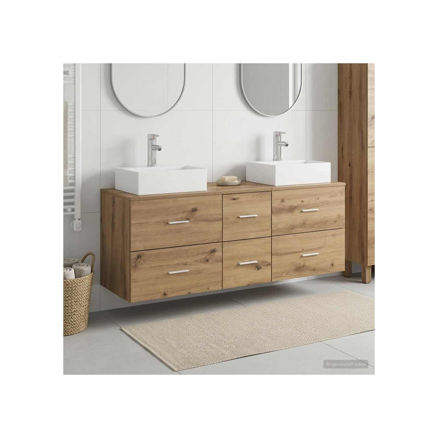 Ensemble d'armoire de salle de bain 3 pc Chêne artisanal