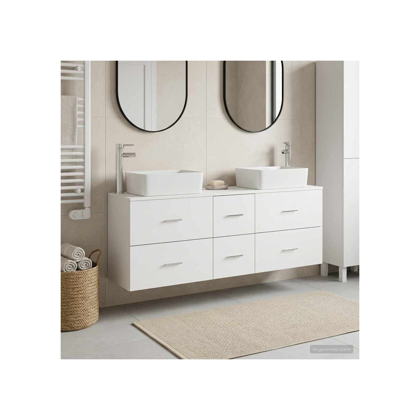 Ensemble d'armoire de salle de bain 3 pc Blanc 136 x 35 x 80 cm