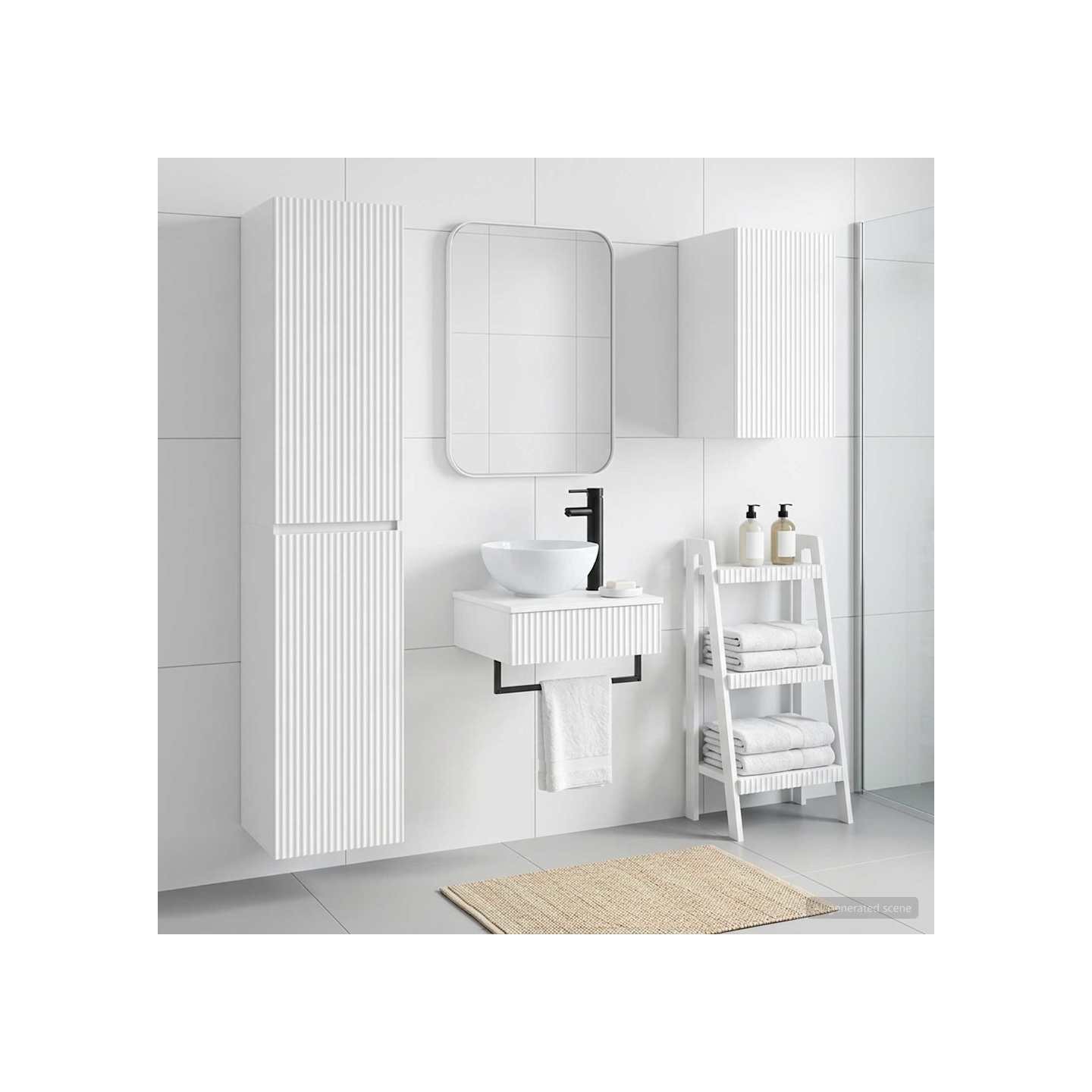 Ensemble de mobilier de salle de bain 3 pc Blanc brillant