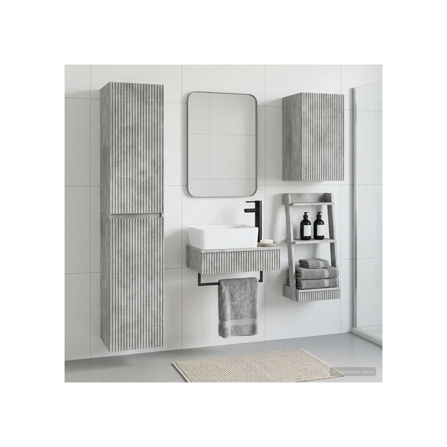 Ensemble de mobilier de salle de bain 3 pc Gris béton
