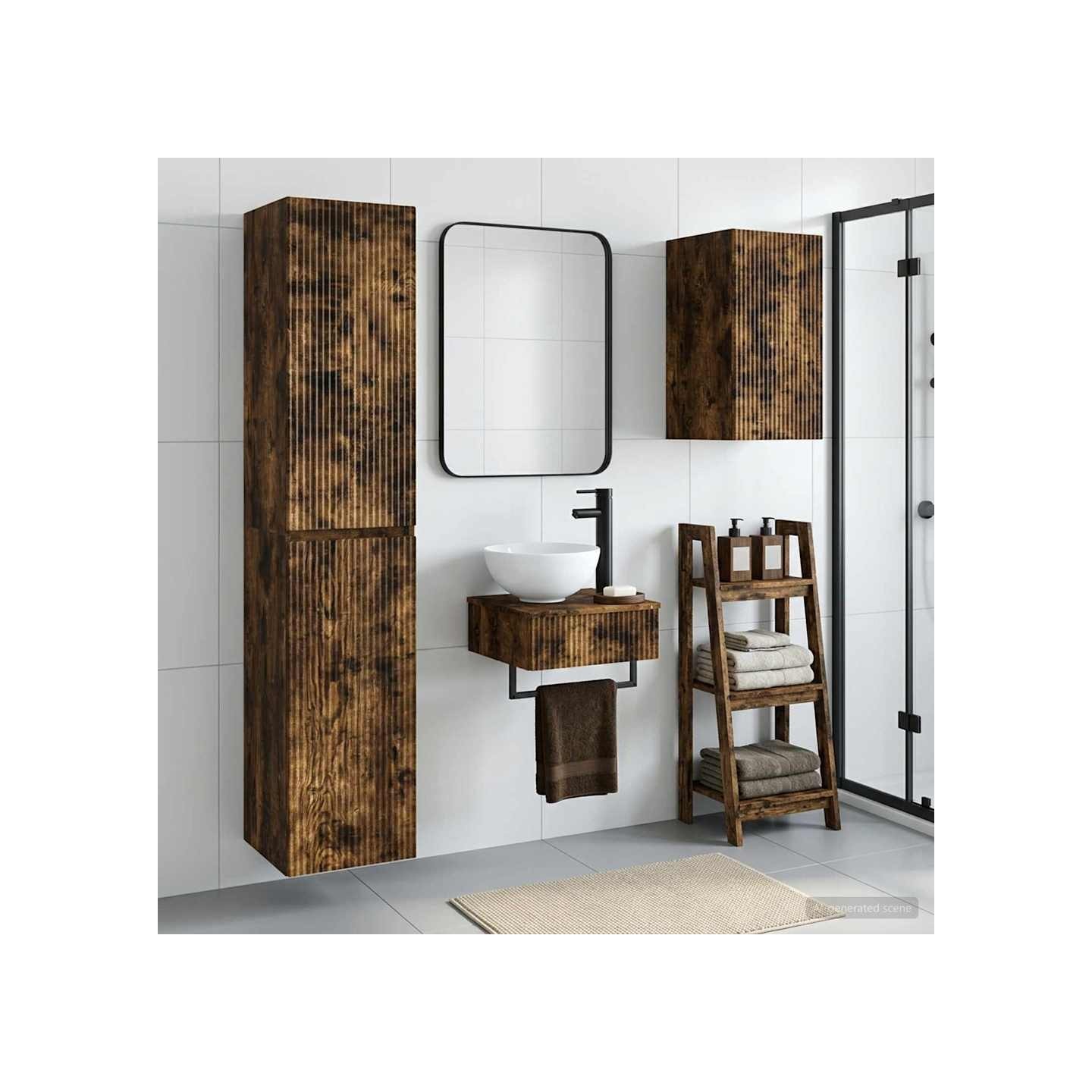 Ensemble de mobilier de salle de bain 3 pc Chêne fumé