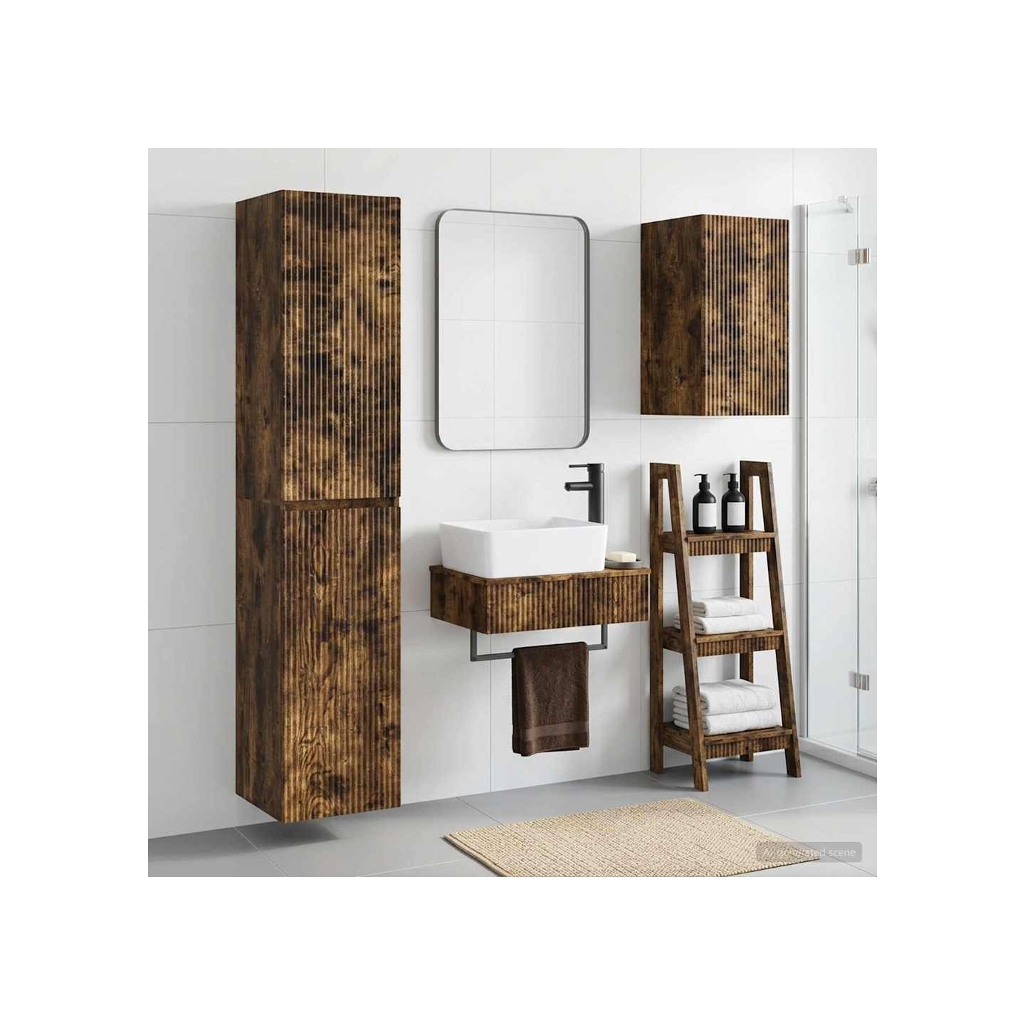 Ensemble de mobilier de salle de bain 3 pc Chêne fumé