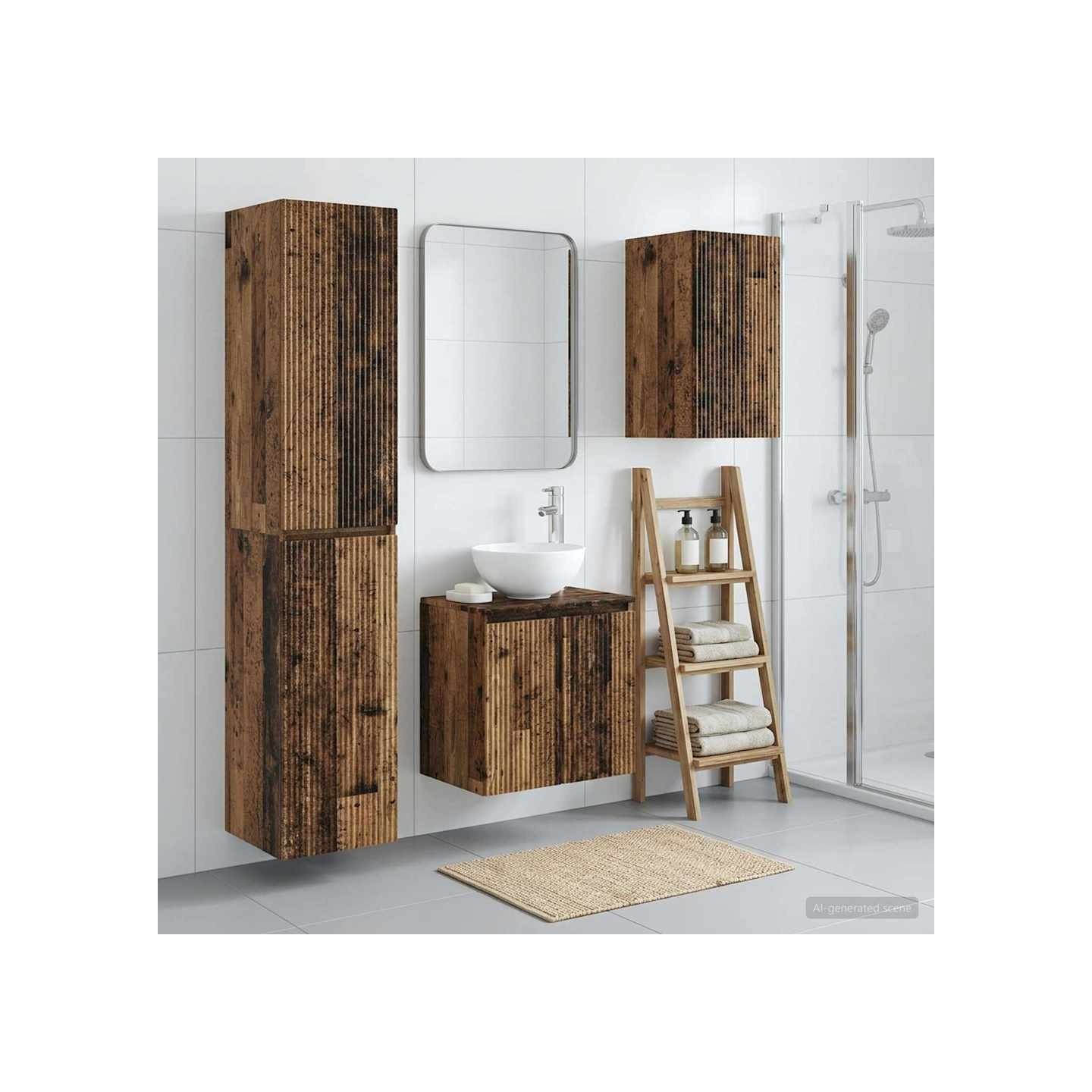 Ensemble de mobilier de salle de bain 3 pc Bois ancien