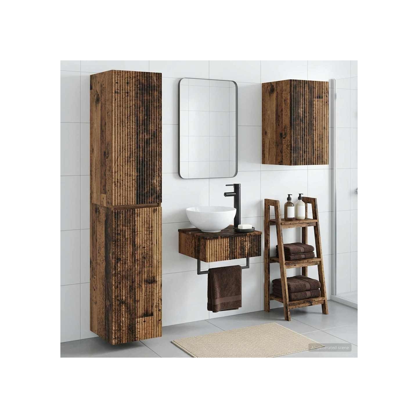 Ensemble de mobilier de salle de bain 3 pc Bois ancien