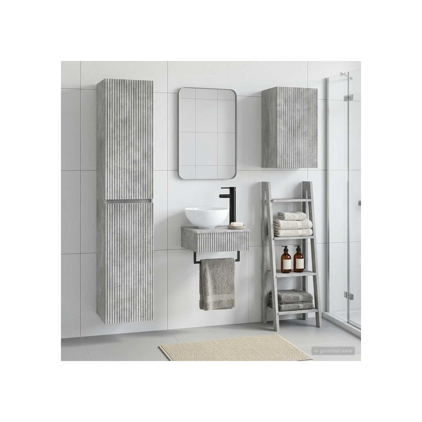 Ensemble de mobilier de salle de bain 3 pc Gris béton