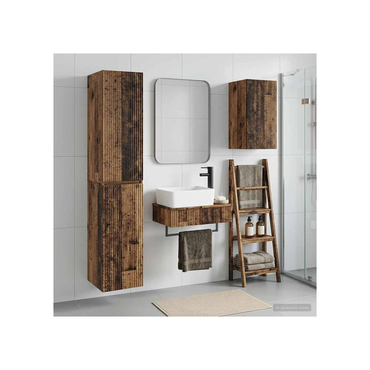 Ensemble de mobilier de salle de bain 3 pc Bois ancien