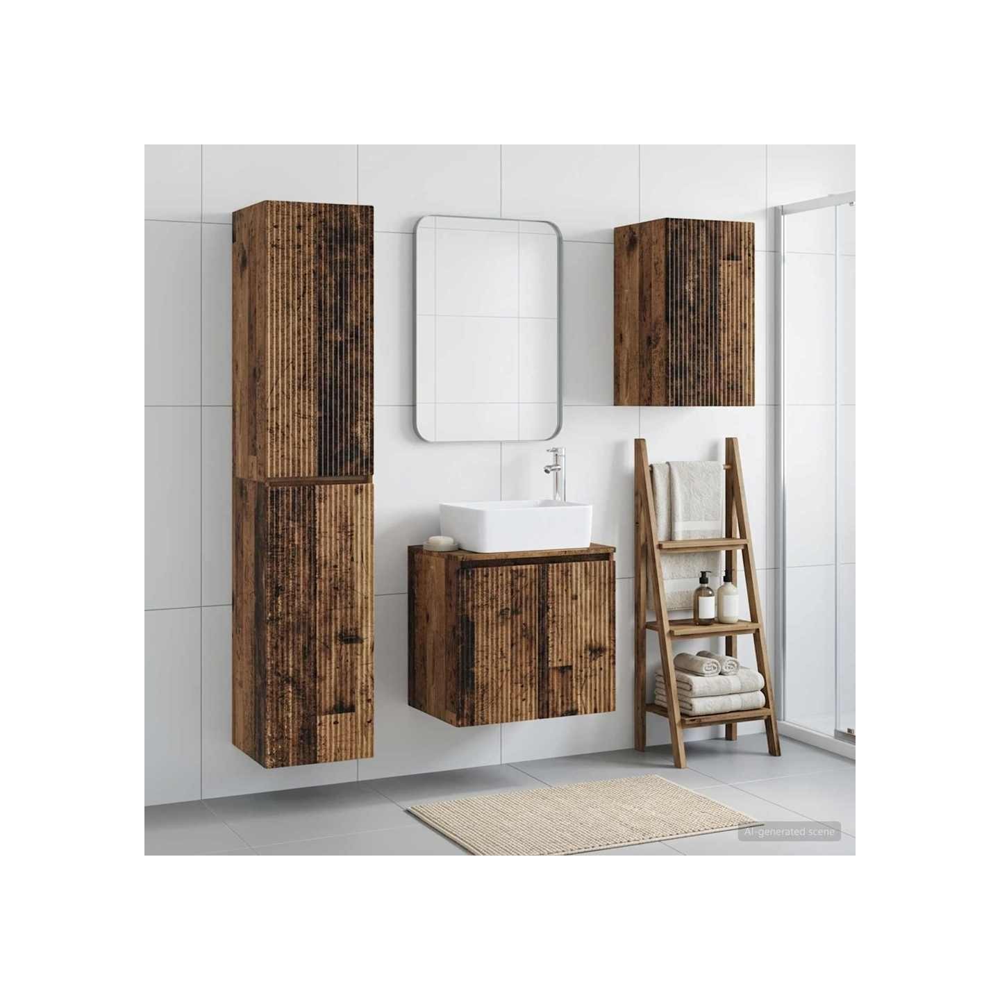 Ensemble de mobilier de salle de bain 3 pc Bois ancien