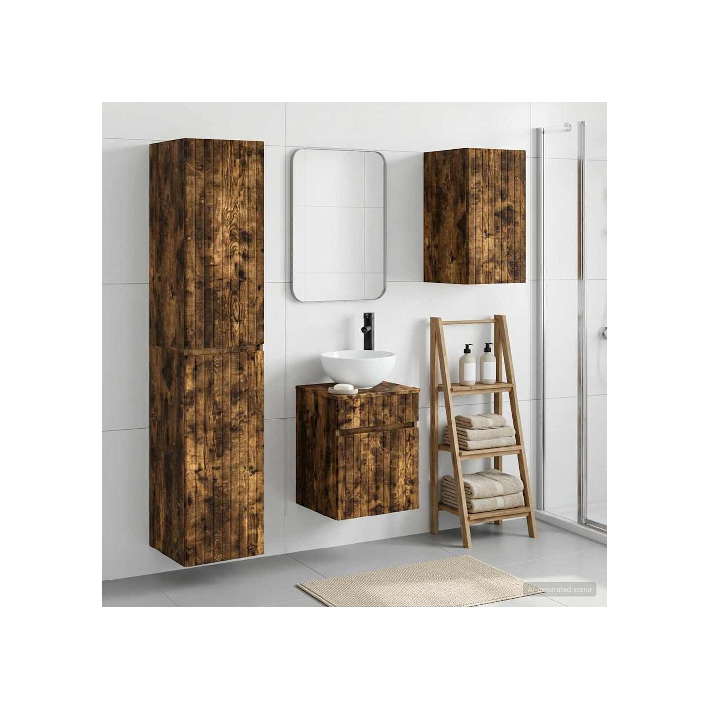 Ensemble de mobilier de salle de bain 3 pc Chêne fumé
