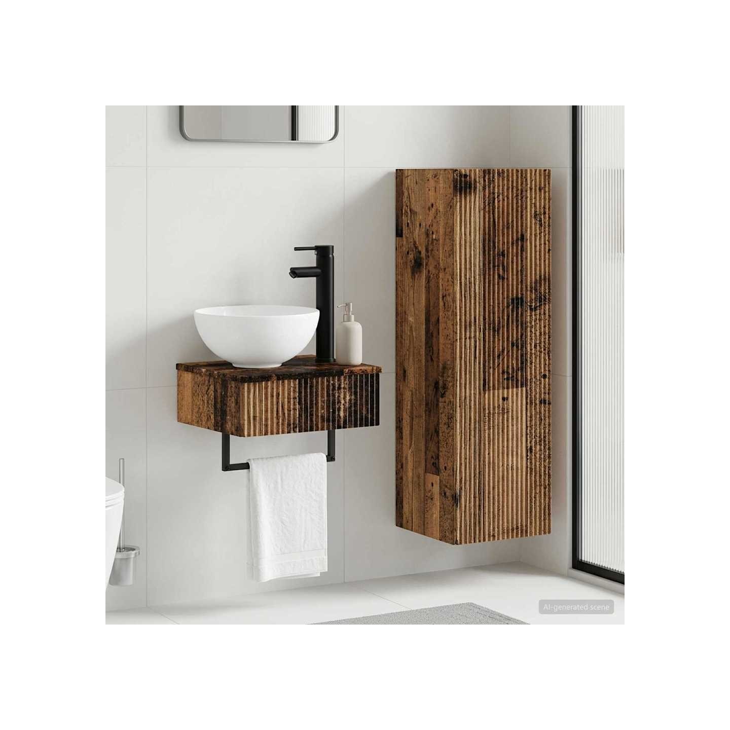 Ensemble de mobilier de salle de bain 2 pc Bois ancien