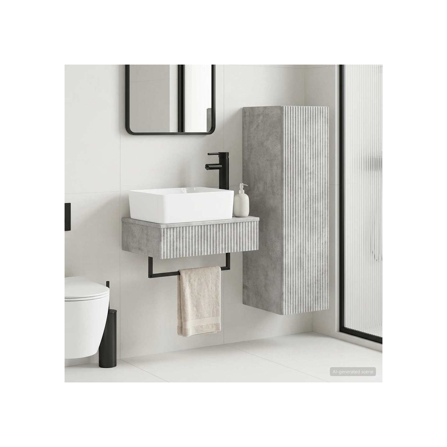 Ensemble de mobilier de salle de bain 2 pc Gris béton