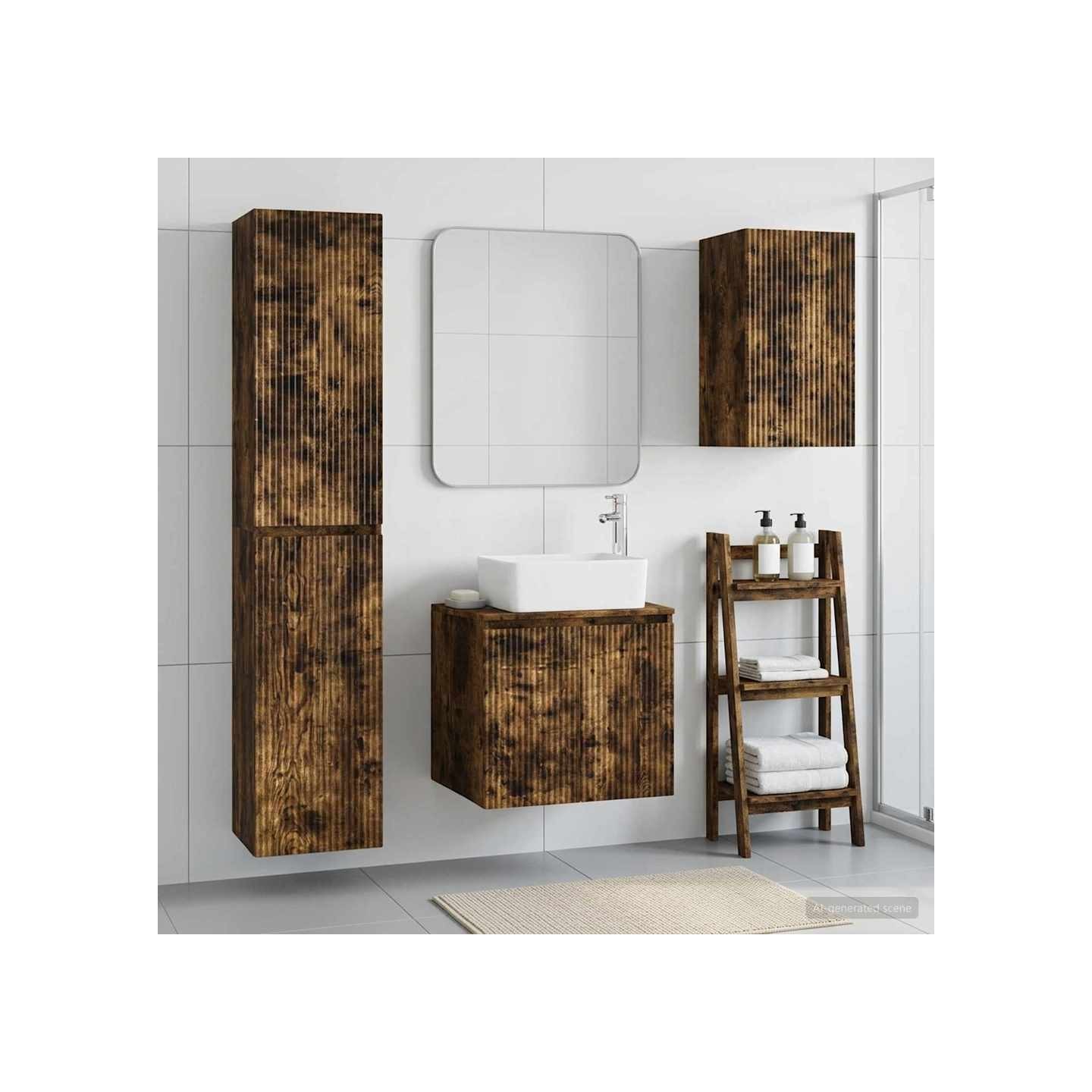 Ensemble de mobilier de salle de bain 3 pc Chêne fumé