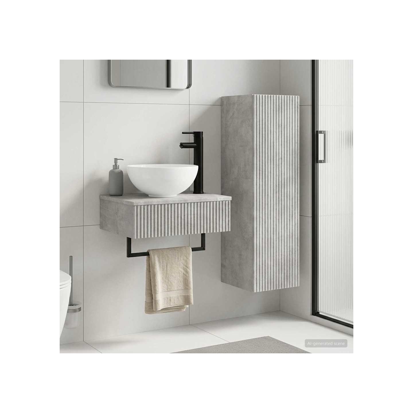 Ensemble de mobilier de salle de bain 2 pc Gris béton
