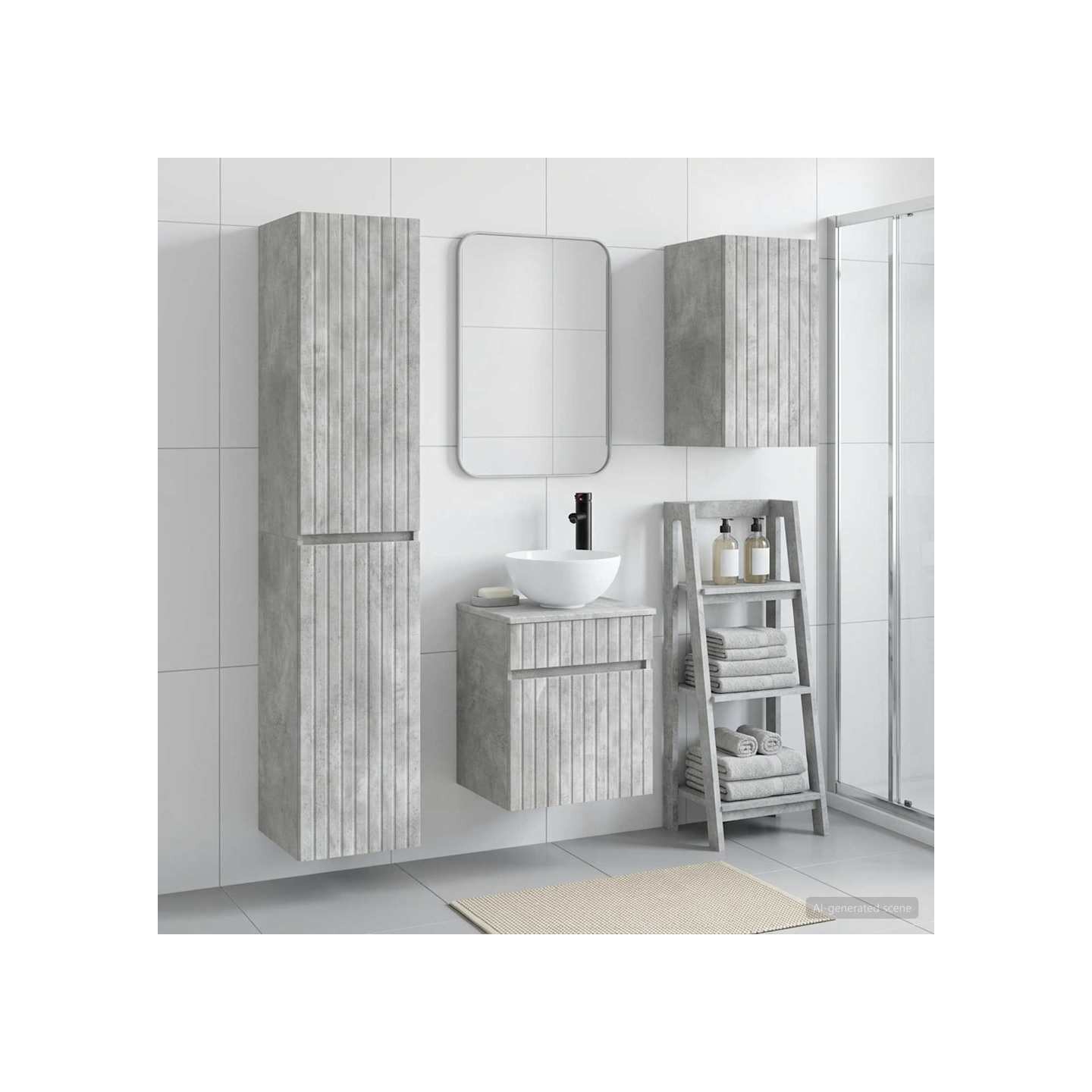 Ensemble de mobilier de salle de bain 3 pc Gris béton