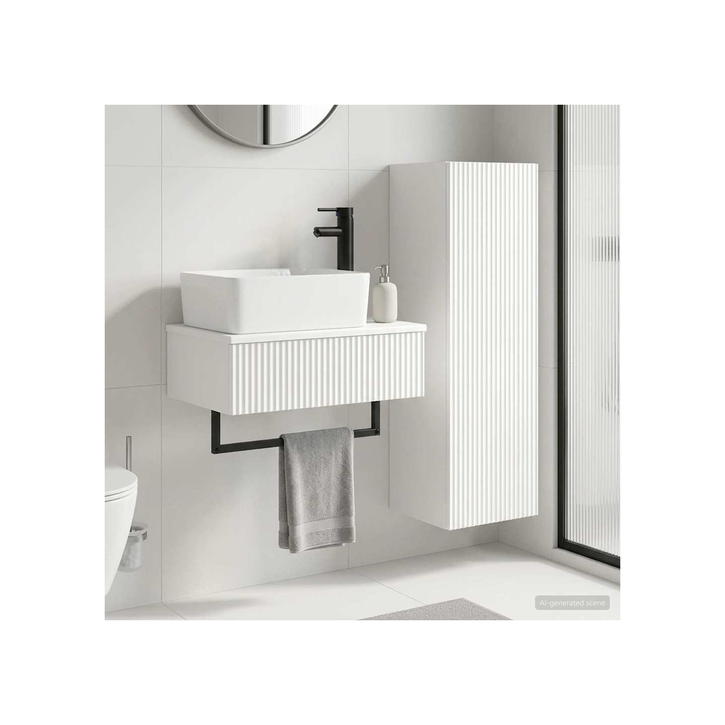 Ensemble de mobilier de salle de bain 2 pc Blanc brillant