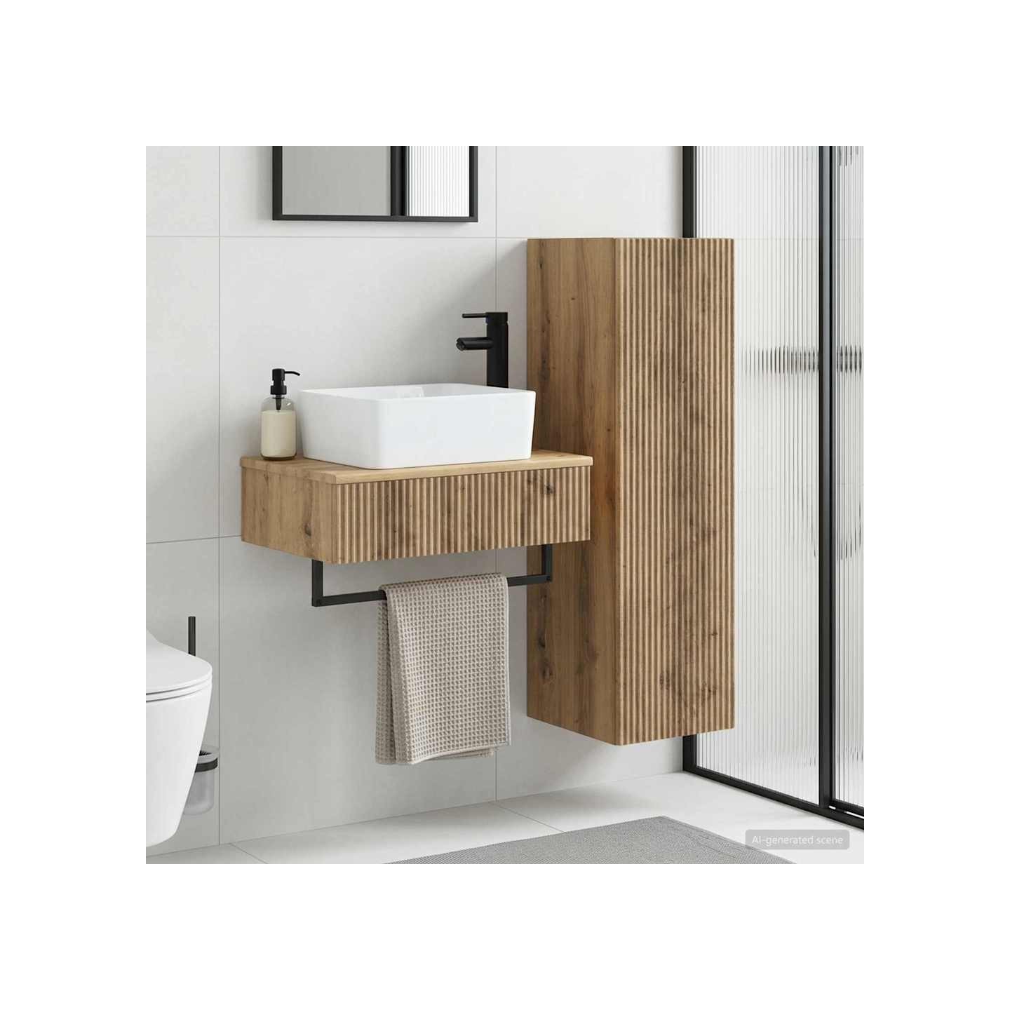 Ensemble de mobilier de salle de bain 2 pc Chêne artisanal