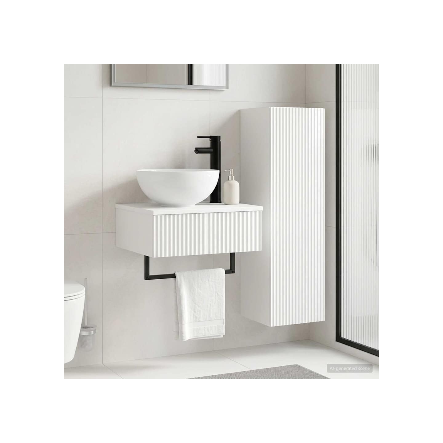 Ensemble de mobilier de salle de bain 2 pc Blanc brillant