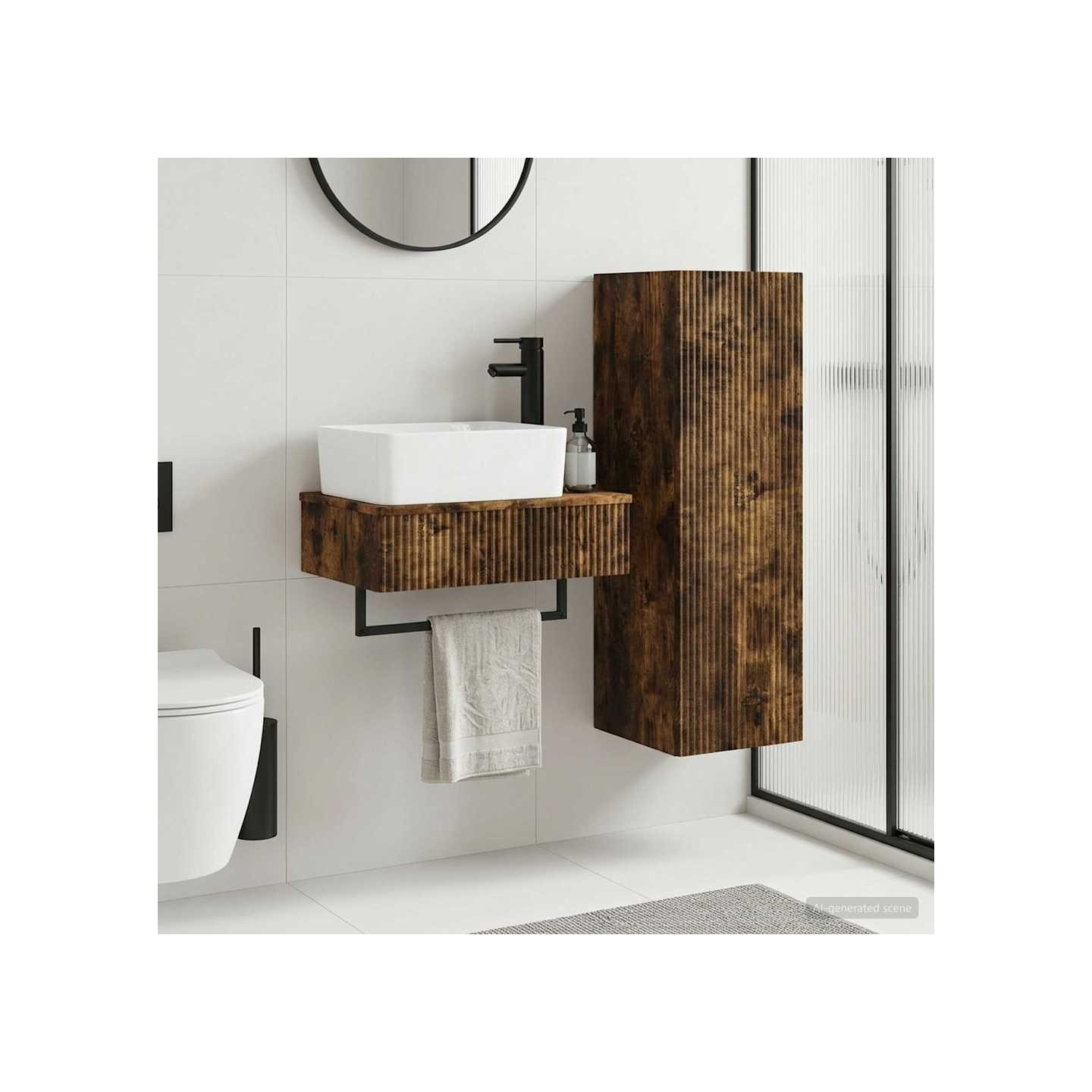 Ensemble de mobilier de salle de bain 2 pièces Chêne fumé