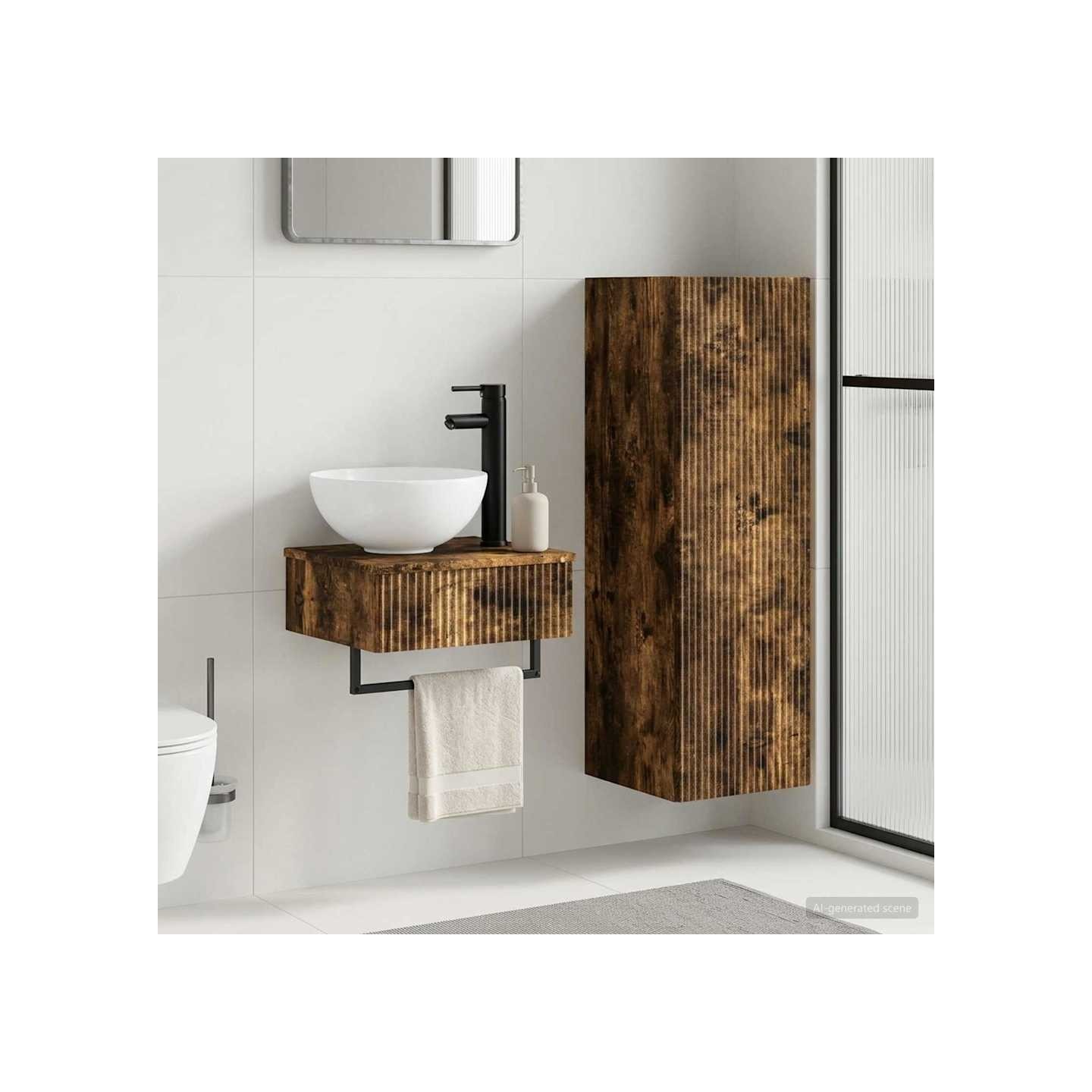 Ensemble de mobilier de salle de bain 2 pc Chêne fumé