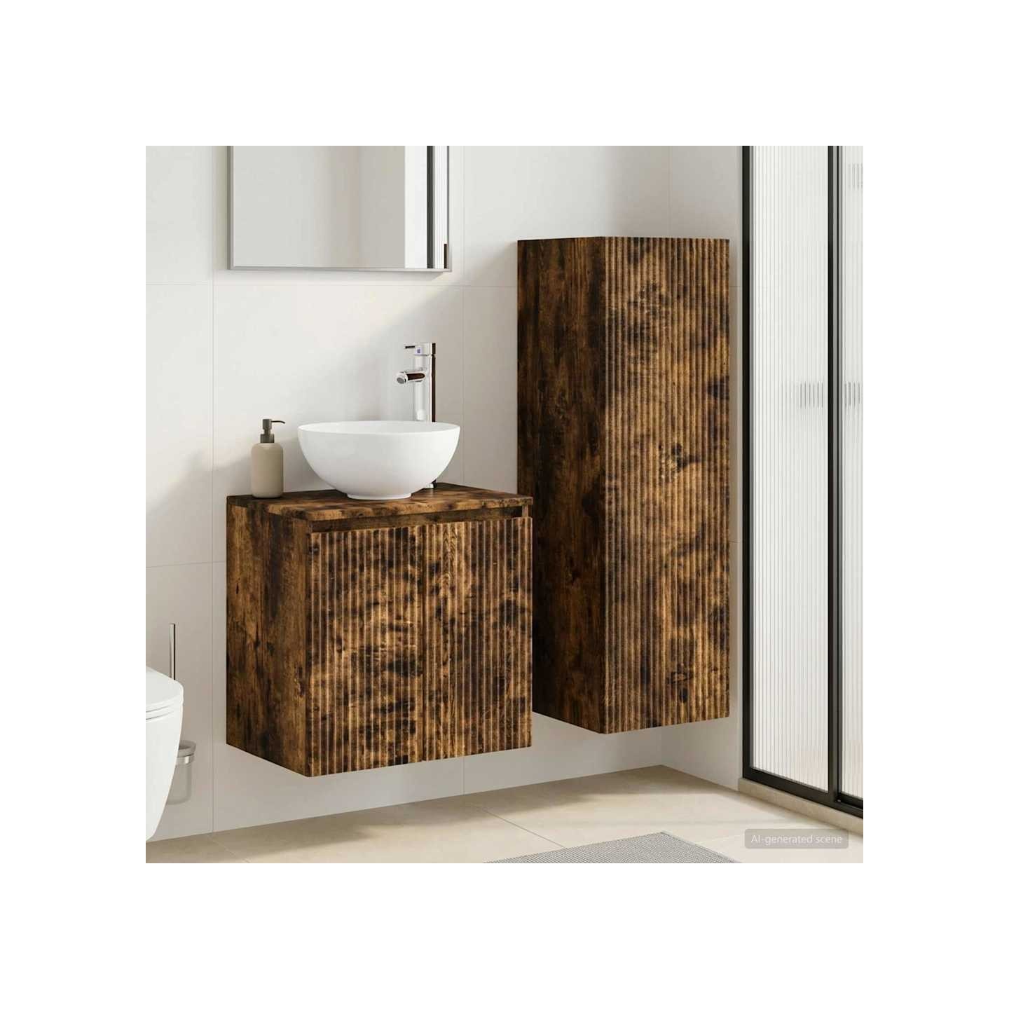 Ensemble de mobilier de salle de bain 2 pc Chêne fumé