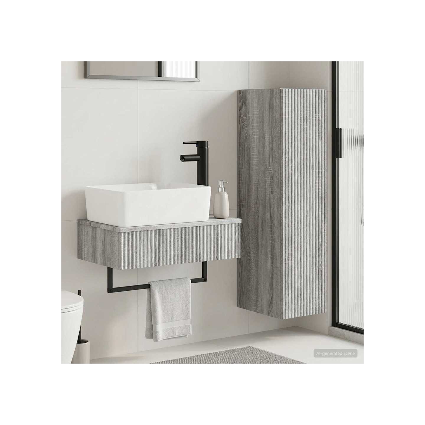 Ensemble de mobilier de salle de bain 2 pc Sonoma gris