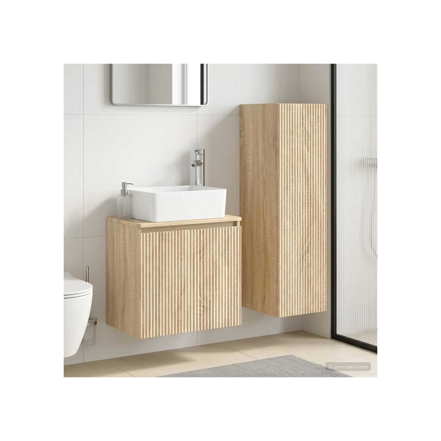 Ensemble de mobilier de salle de bain 2 pc Chêne Sonoma