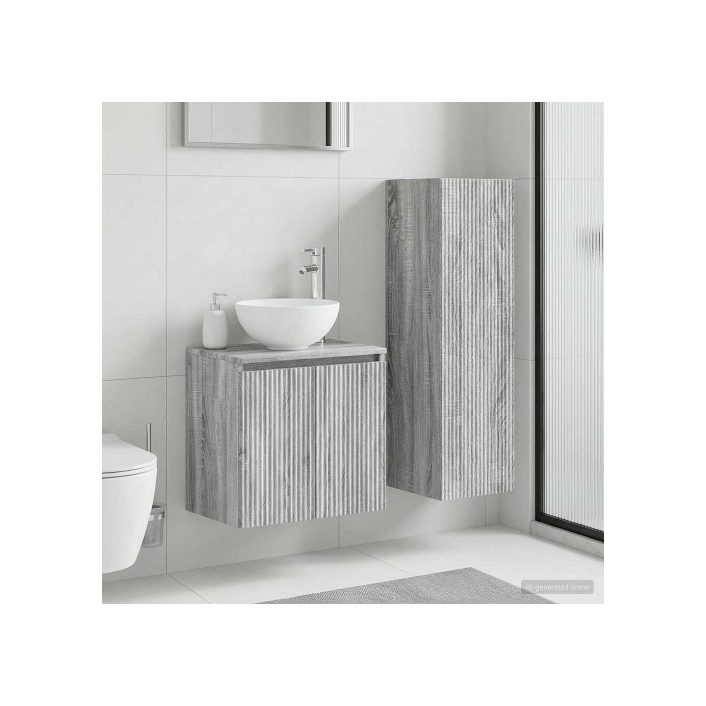 Ensemble de mobilier de salle de bain 2 pc Sonoma gris