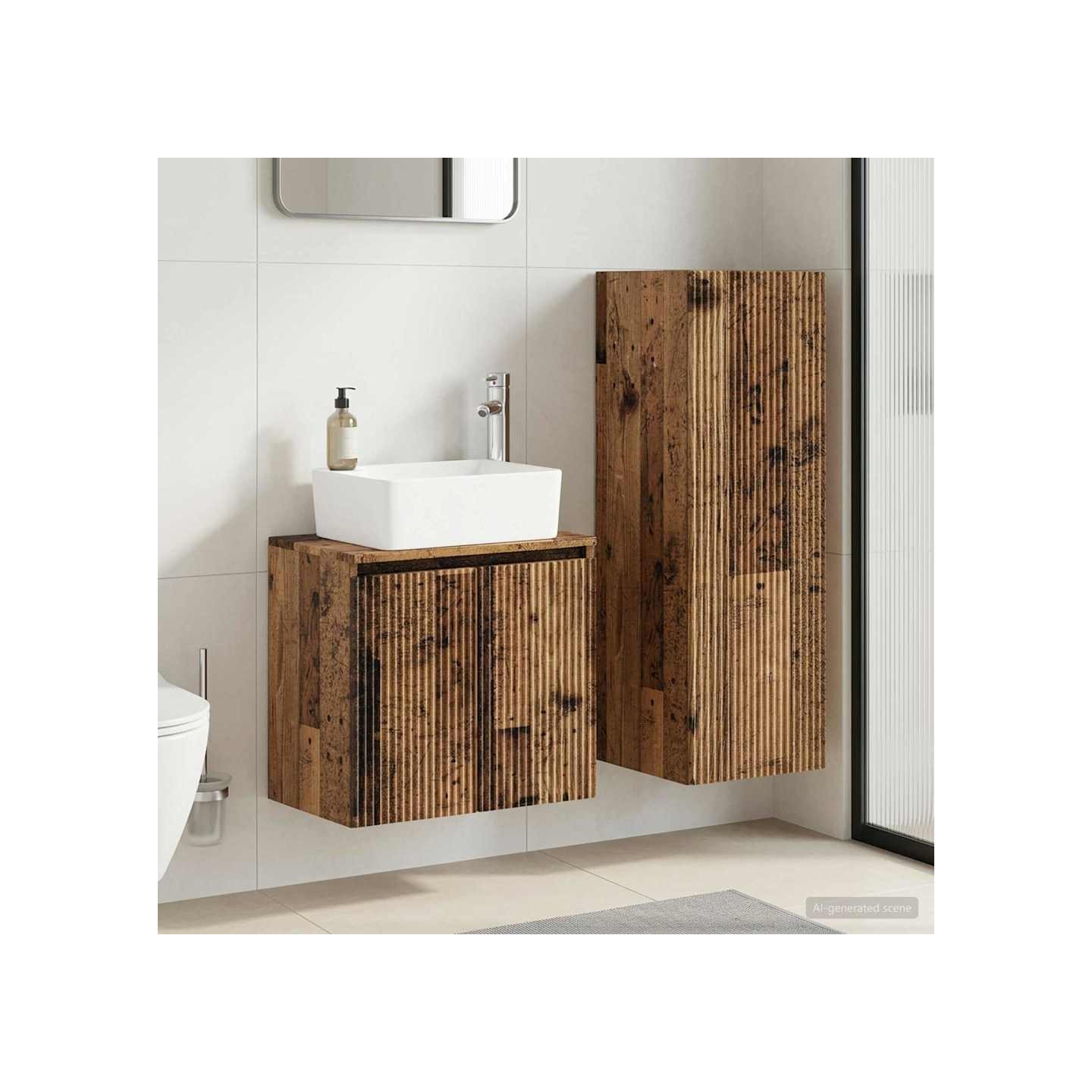 Ensemble de mobilier de salle de bain 2 pc Bois ancien