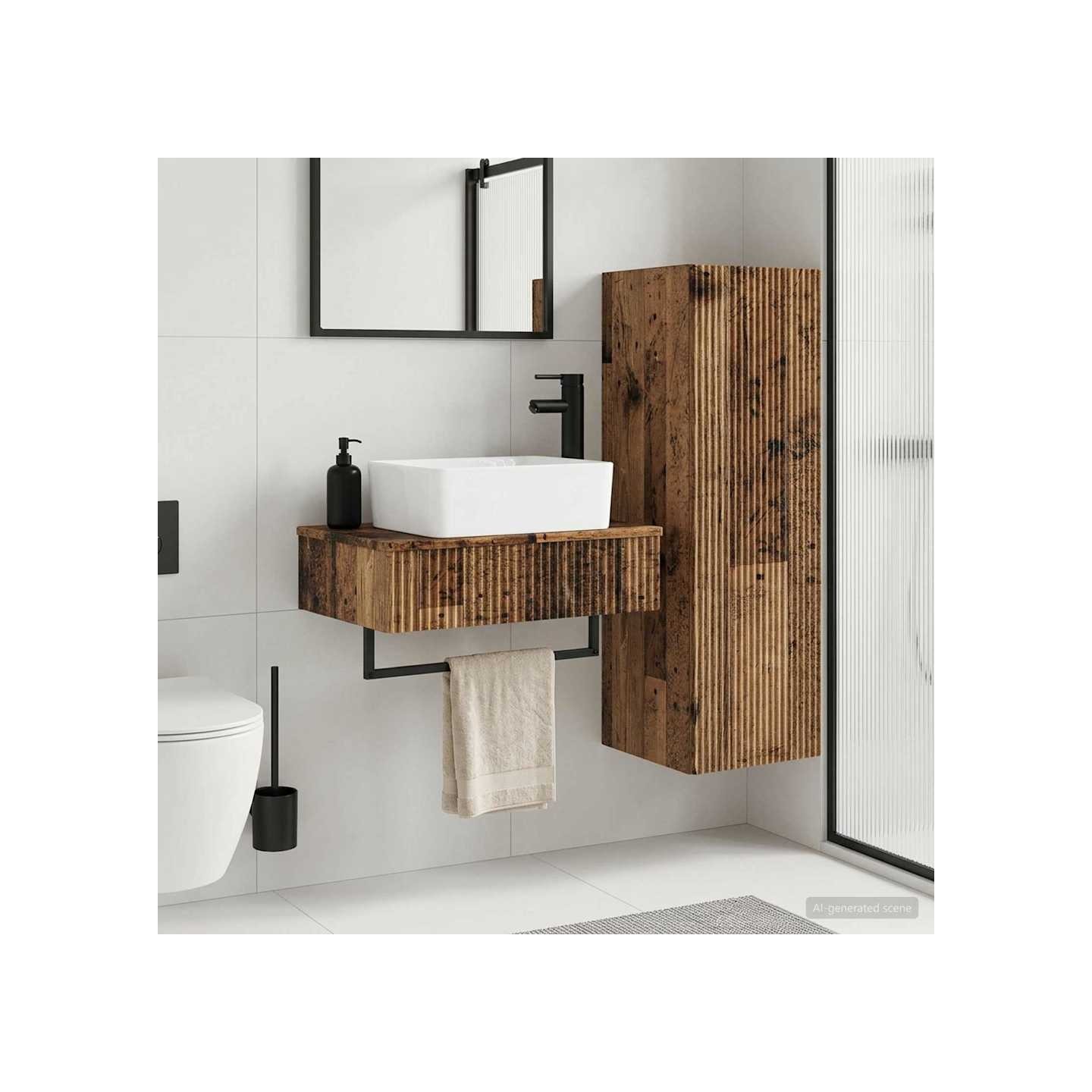 Ensemble de mobilier de salle de bain 2 pc Bois ancien