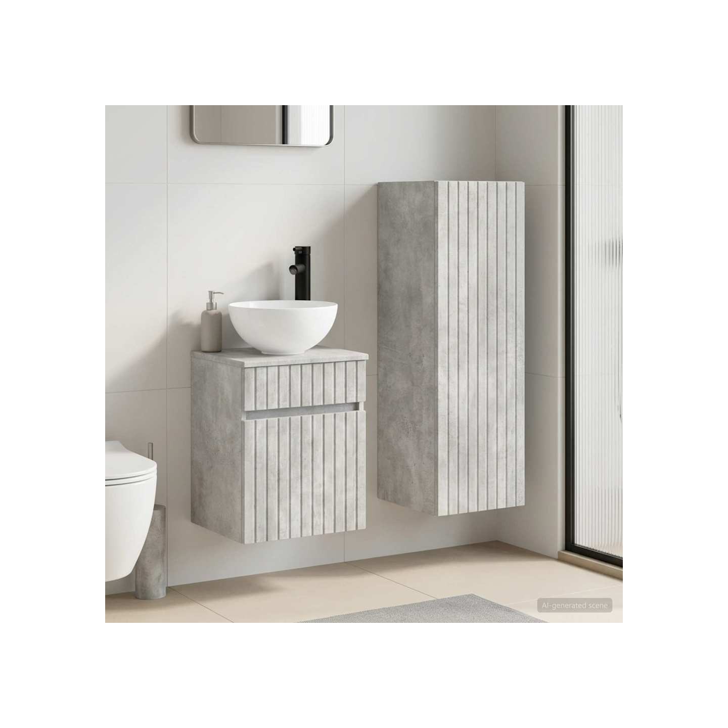 Ensemble de mobilier de salle de bain 2 pc Gris béton