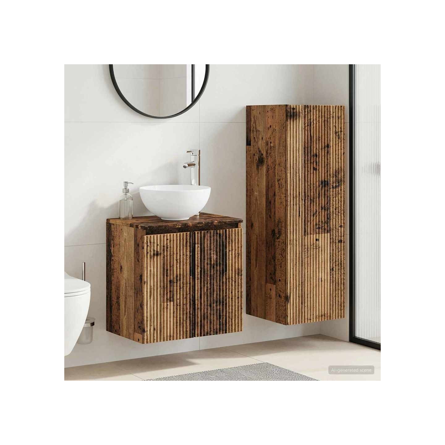 Ensemble de mobilier de salle de bain 2 pc Bois ancien