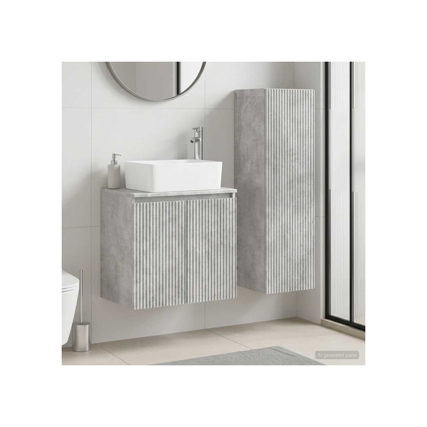 Ensemble de mobilier de salle de bain 2 pc Gris béton